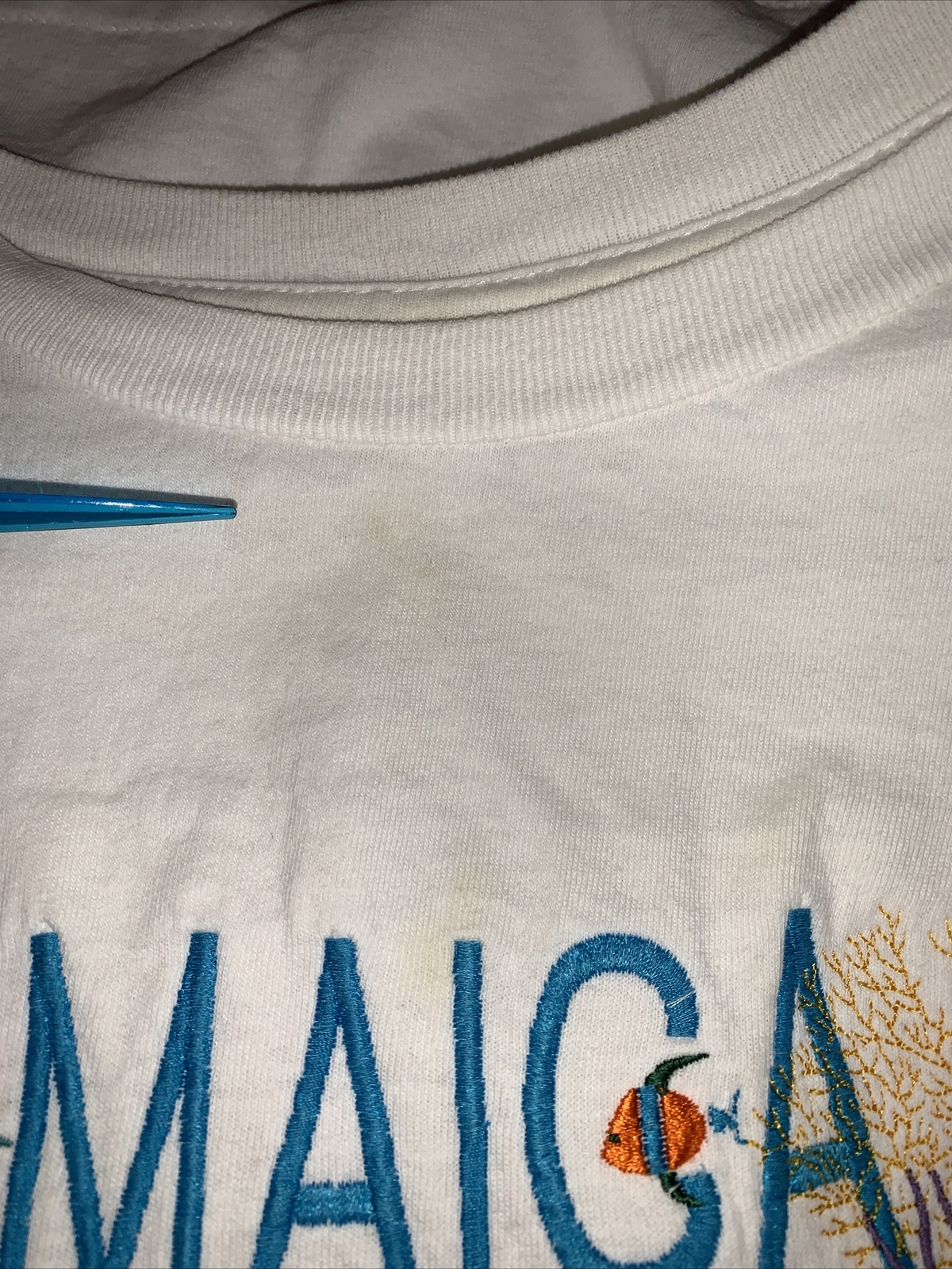 Vintage 1990s Single Stitch Embroidered Jamaica T Shirt Womens Size L-6493