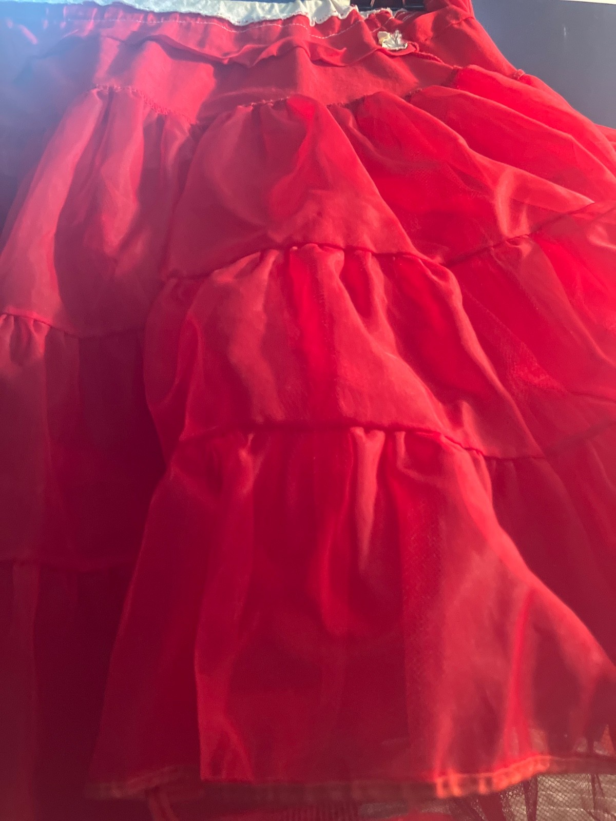 VTG 60&rsquo;s MALCO MODES RED RUFFLED TIERED SKIRT – DANCE – COUNTRY WESTERN
