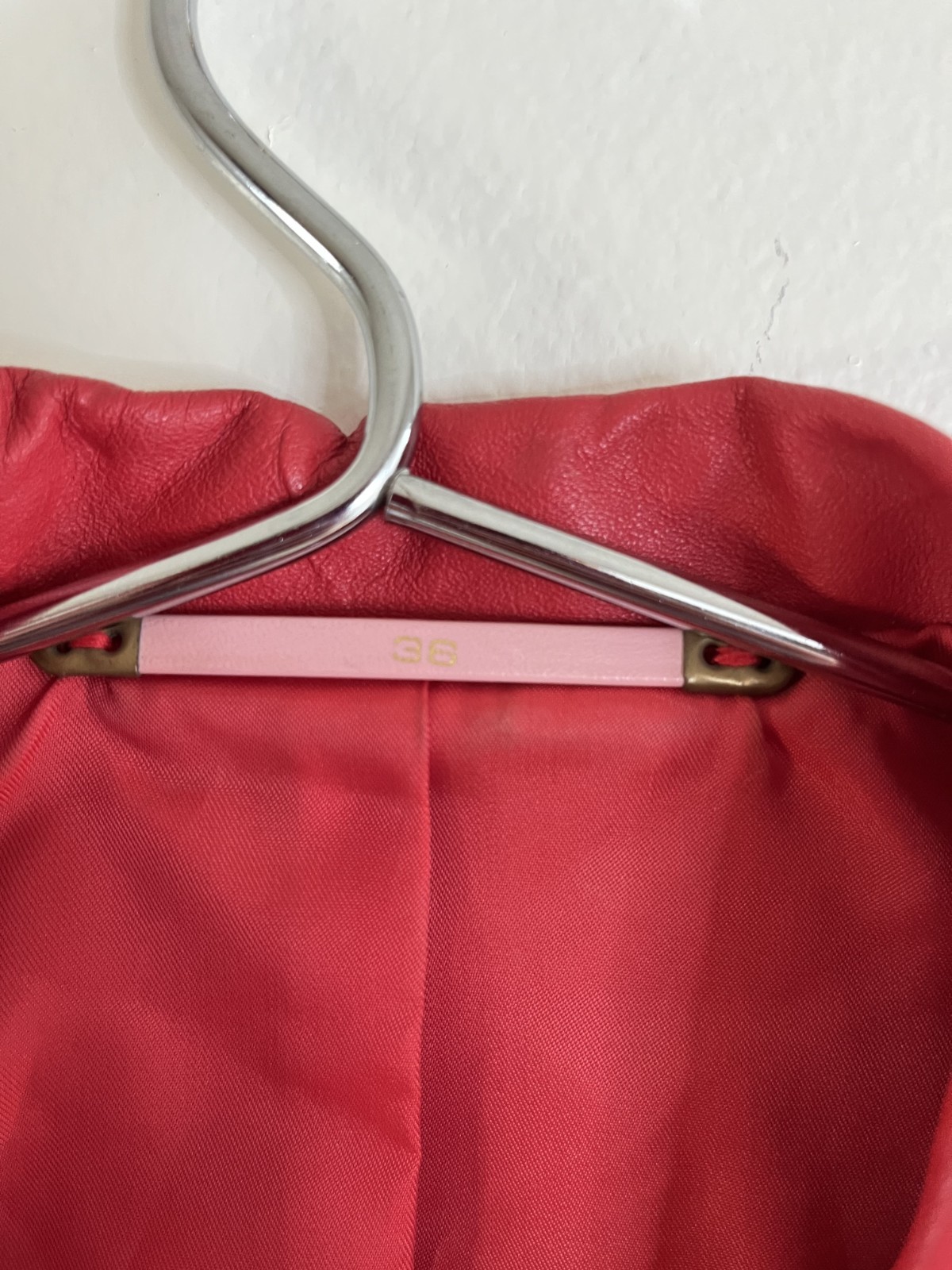 Vintage 1980s Cherry Red Genuine Leather Cropped Jacket & Pants Set Size 36