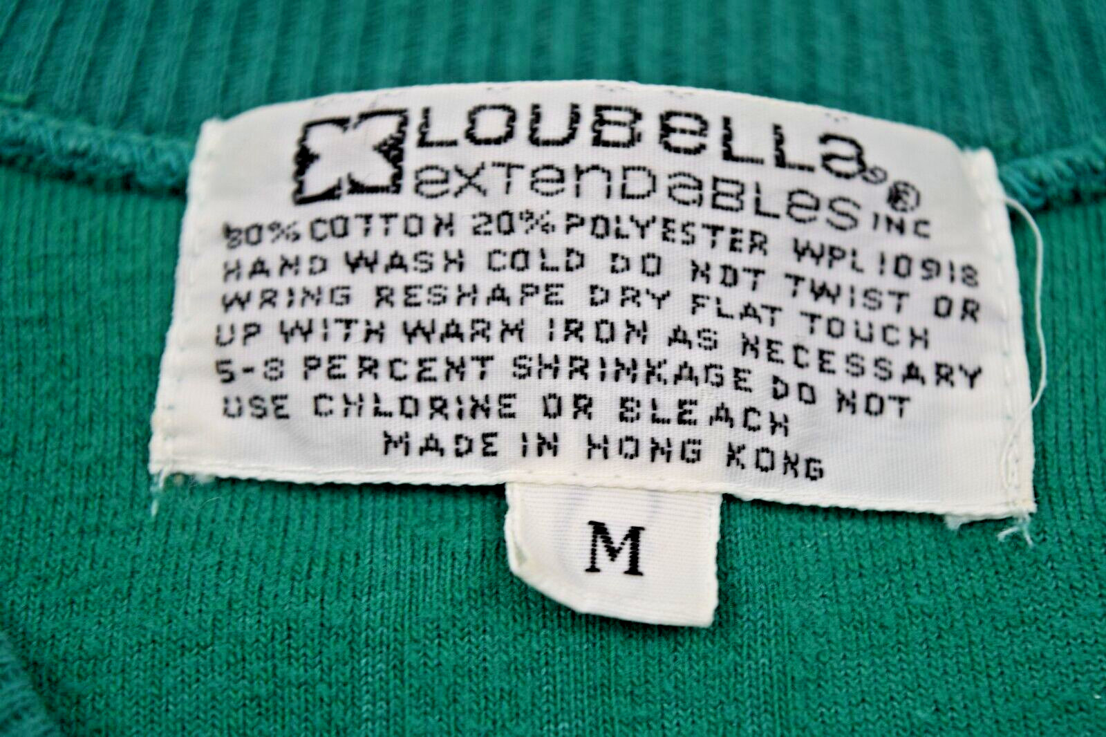 Vintage Sweatshirt Loubella Size S/M 70s Emerald Wavy Design Soft Cotton Poly