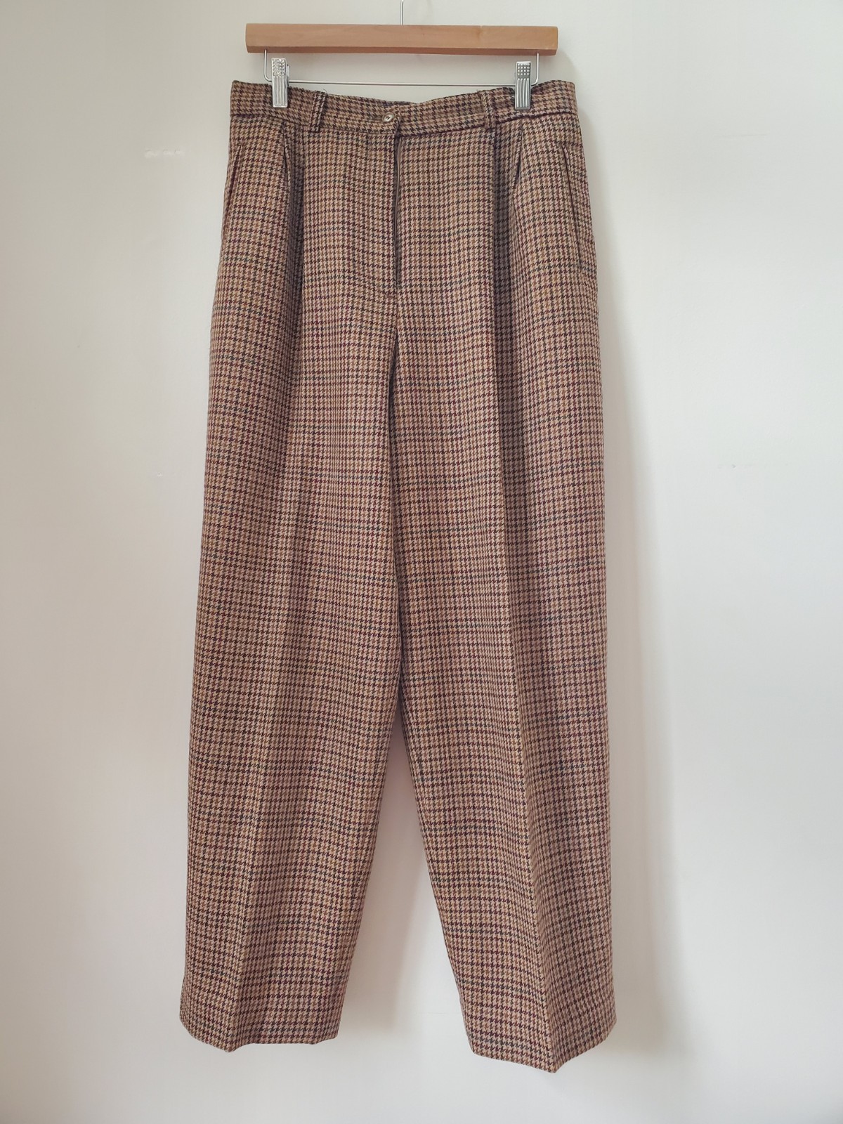 VINTAGE Breeches Brown Houndstooth Equestrian Alpaca Wool Pants Made In USA Size