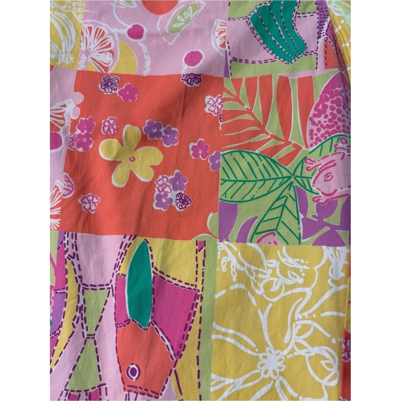 Vintage Lilly Pulitzer White Tag Patchwork Capri 10 Tropical Resort Preppy SEC