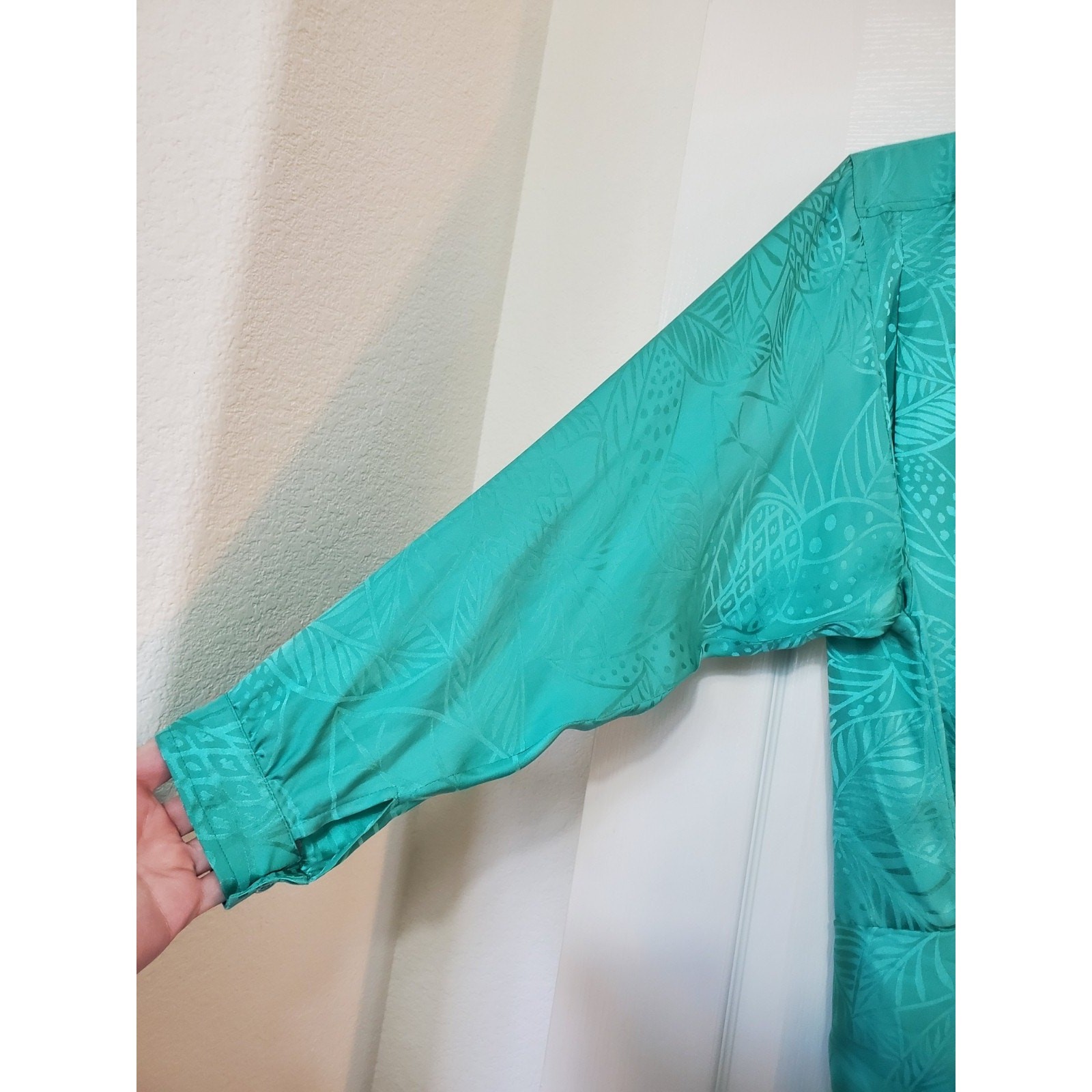 Vintage Dynasty Green 100% Silk Blouson Tie Waist Satin Retro Mini Dress, Size 8