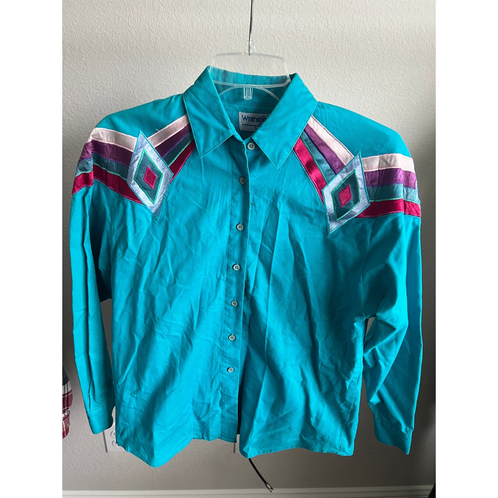 Vintage turquoise Wrangler button down size Small