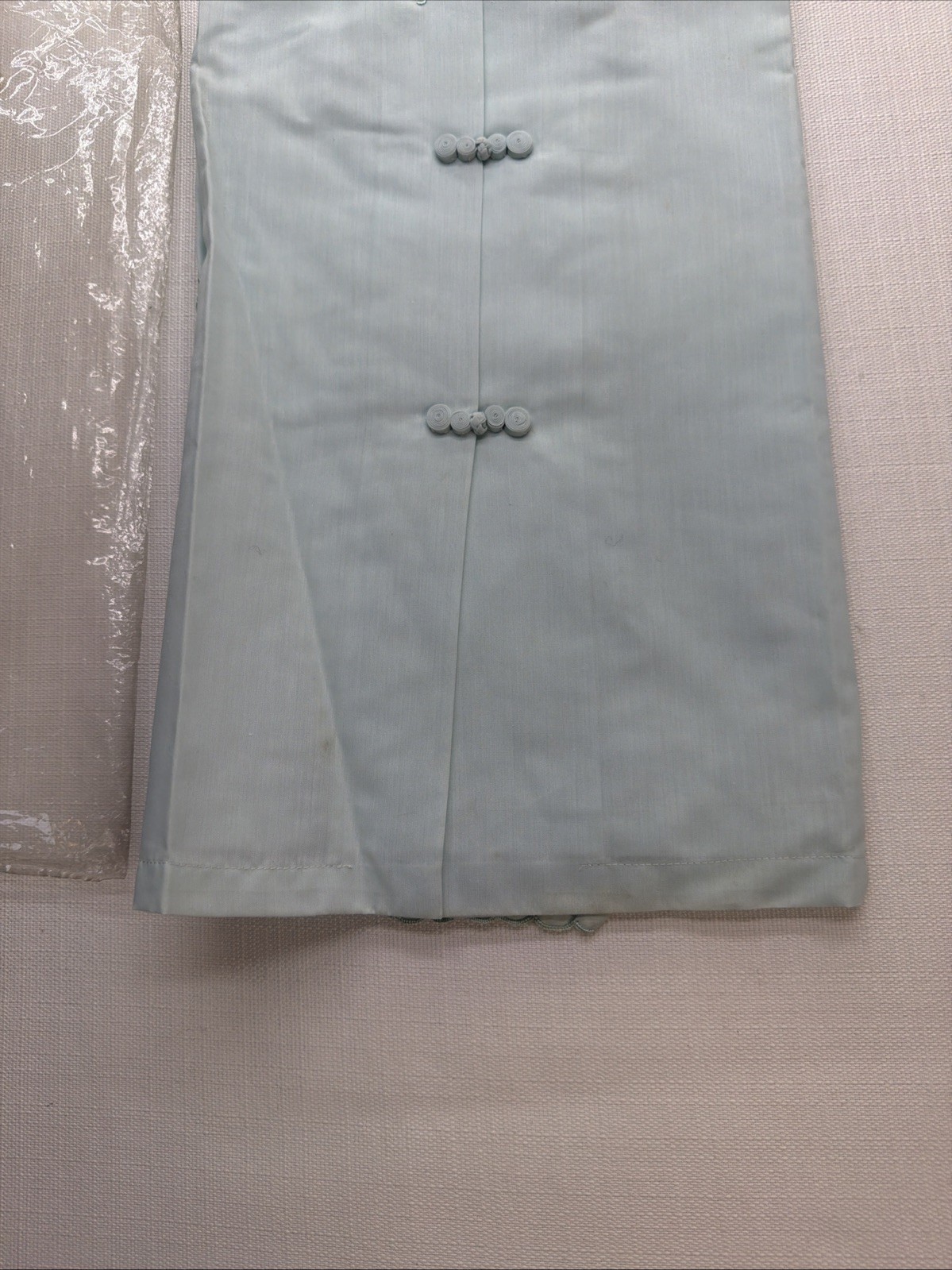 Vintage Daffodil Hand Embroidered High Neck Blue Top Shirt Blouse – Size 40 -NWT