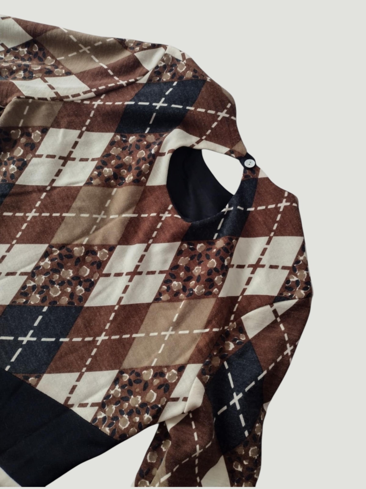 Eley Kishimoto Vintage 90s Wool Argyle Dress Brown Beige M Archive Preppy Luxe