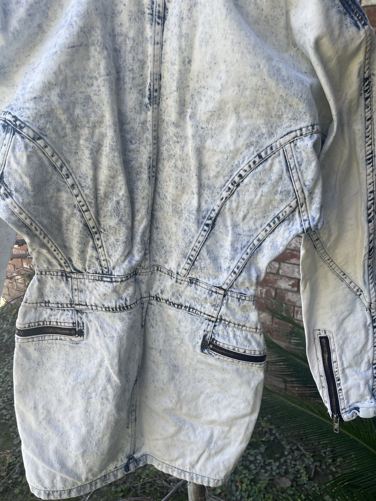 Vintage United States Chemin De Fer Acid Wash Zipper Dress.Small Rip On Sleeve.