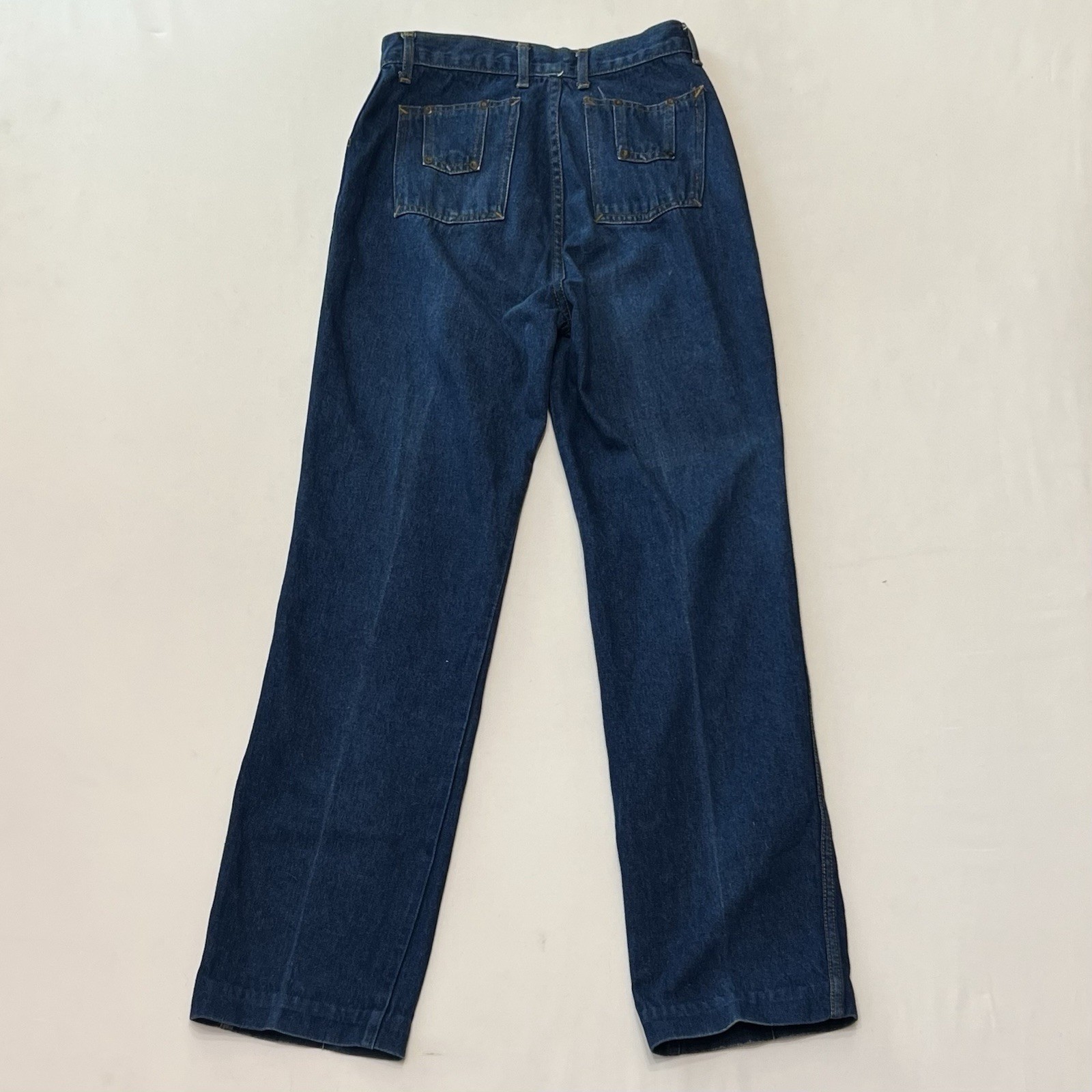 Vintage High Waist Front Seam Jeans Straig Leg Dark Denim 25 In Waist