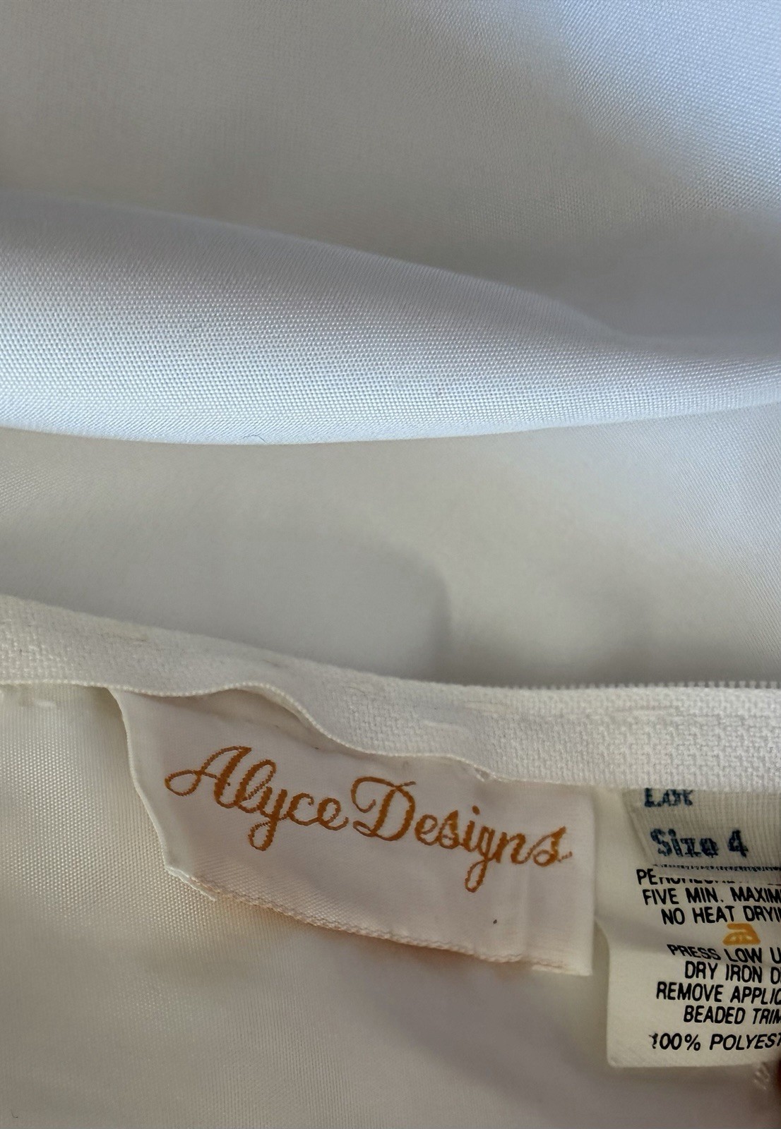 Vintage Alyce Designs White & Gold Beaded Sequin Formal Prom Gown Dress Size 4