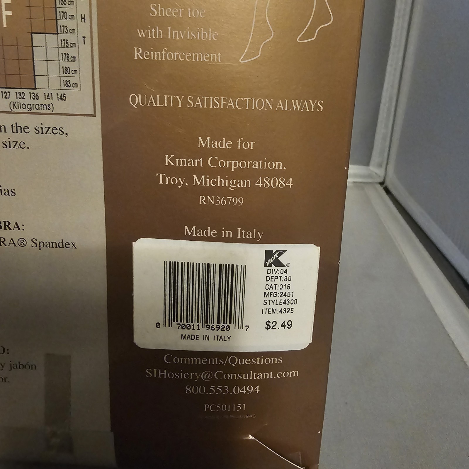Vintage Sheer Intrigue Coffee Nylon Size B #4325 Ultra Sheer Control Panty Italy