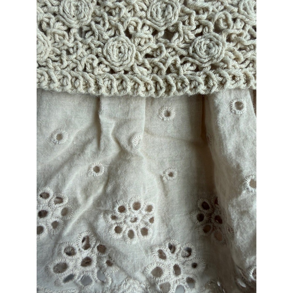 L Love Crochet Eyelet Lace Peplum Cami Tank Top Beige