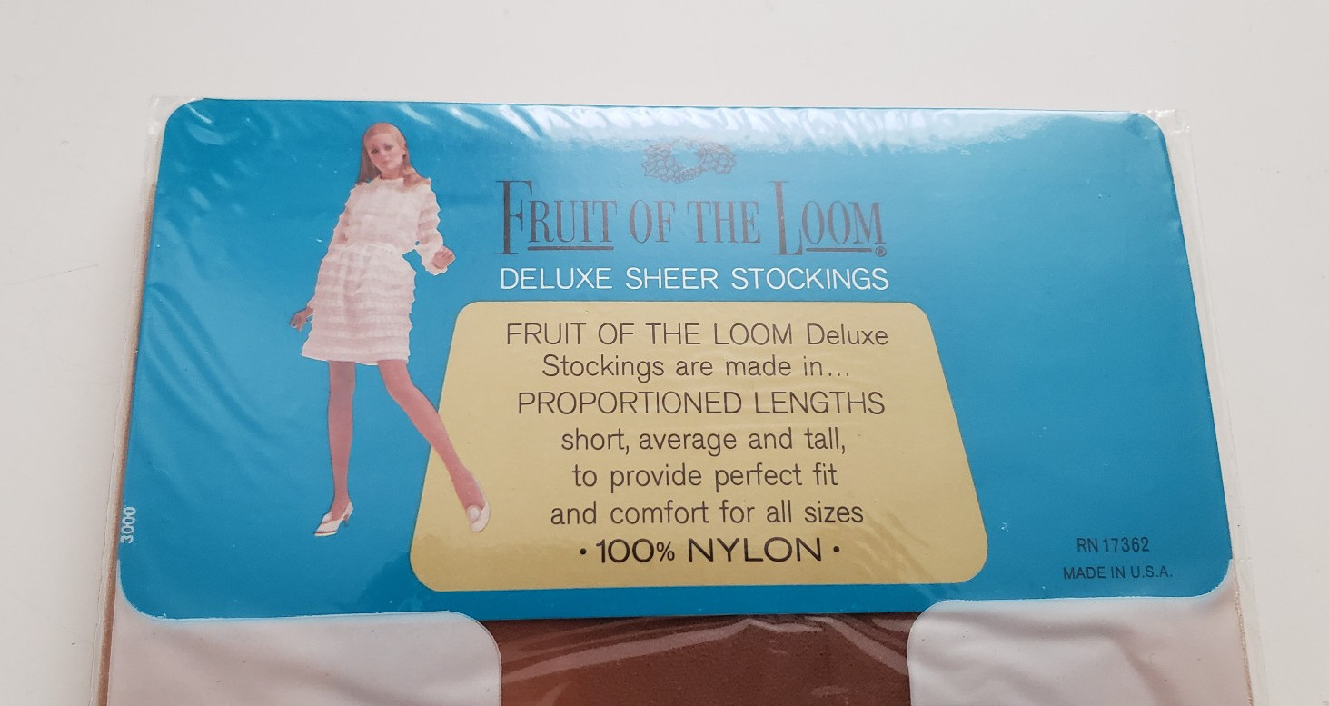 3 Vintage Pair Fruit Of The Loom Deluxe Sheer Mesh Stockings 10 Tall Blush
