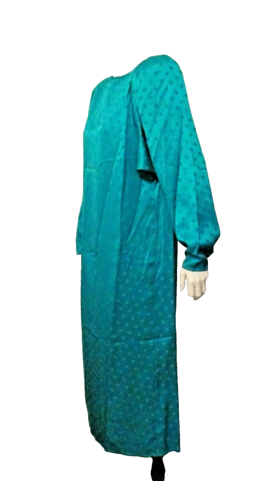 80&rsquo;s John Weitz 100% Silk Polka Dot Emerald Green Dolman Sleeve Shift Dress 8