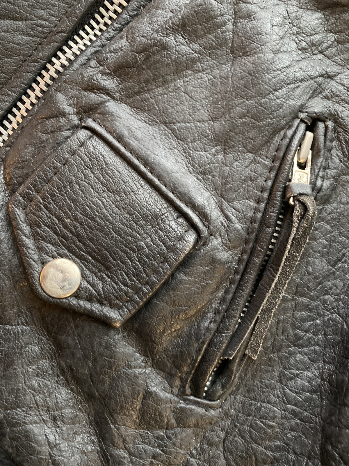 Vintage Jacket Black REAL Leather Motorcycle Womens Sz XS Kids Size Cropped 0 2