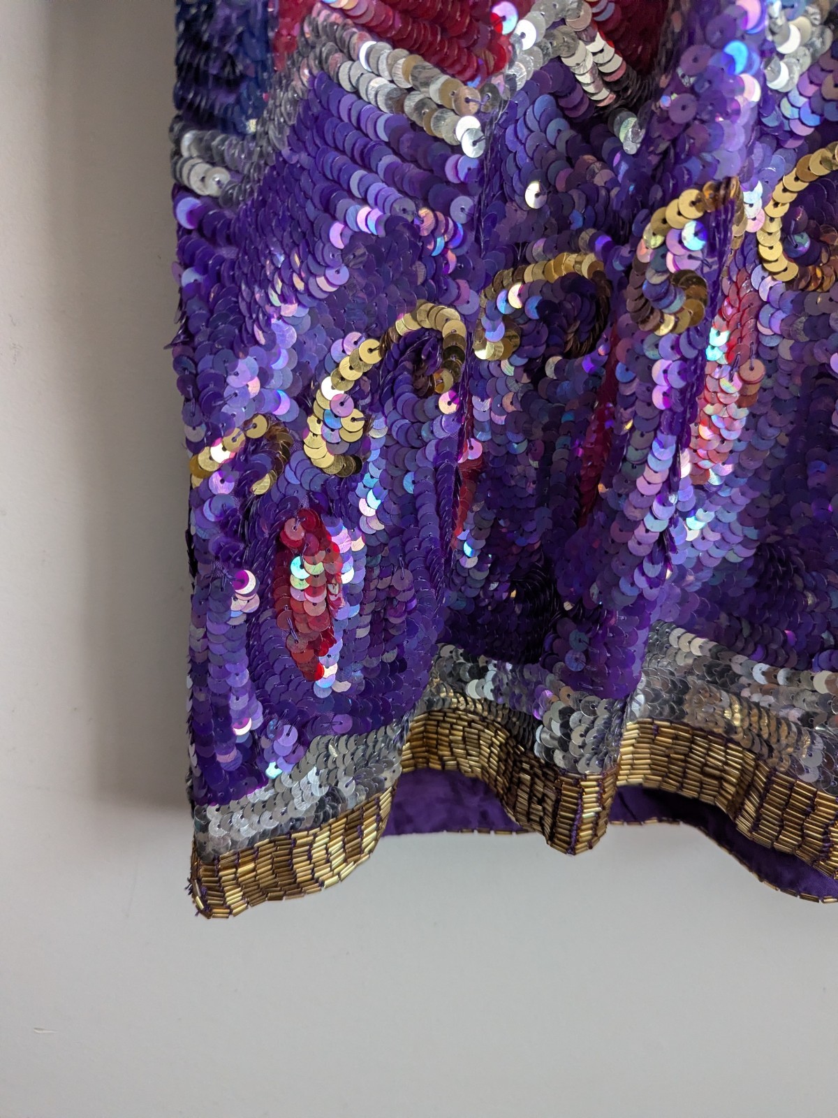 80s 90s Vintage Sequin Beaded Silk Top Art To Wear Cocktail Evening 2X Plus Glam