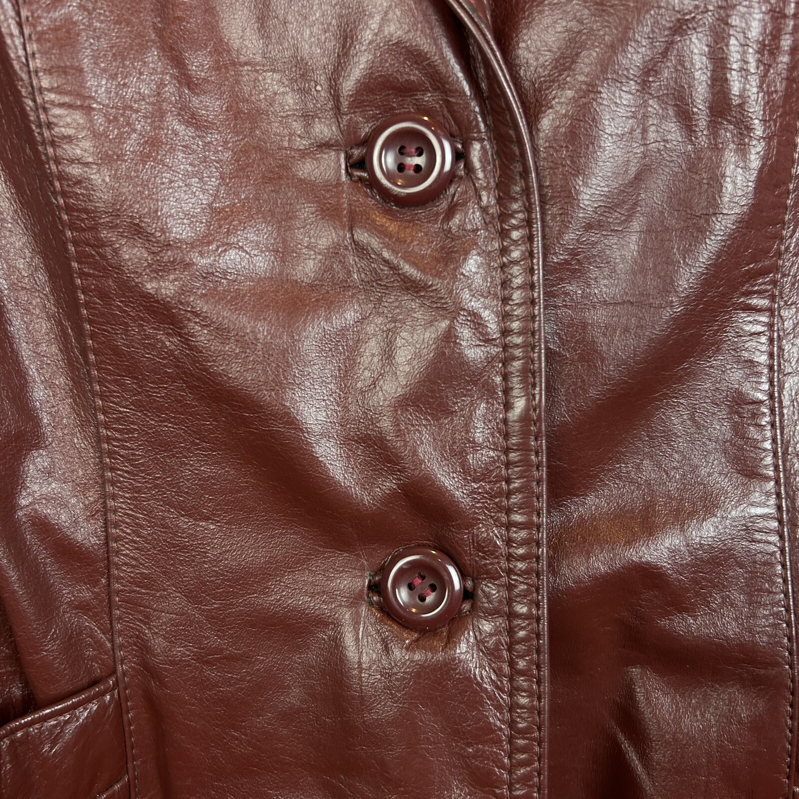Vtg 70s Rust Brown Leather Jacket Short Womans 14 Made In Korea Read