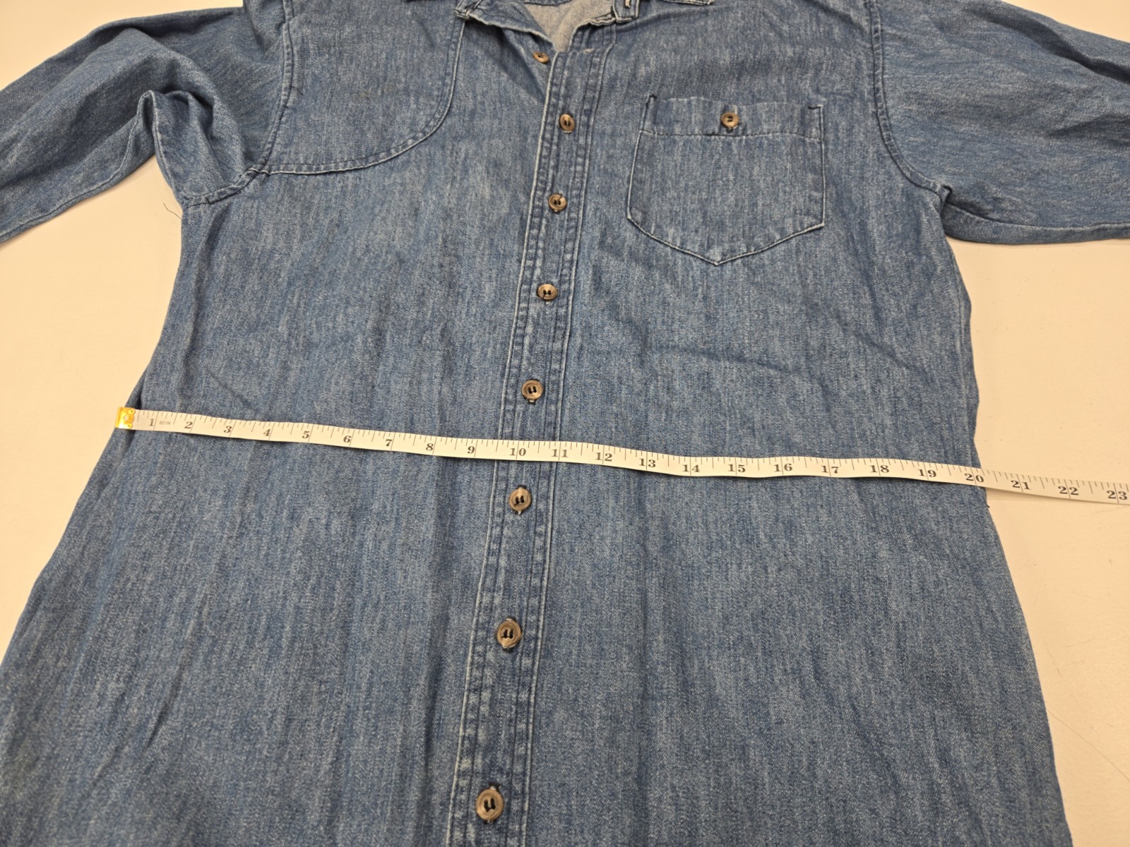 Vintage Ralph Lauren Denim Button Down Maxi Dress Duster Made In USA Size 12