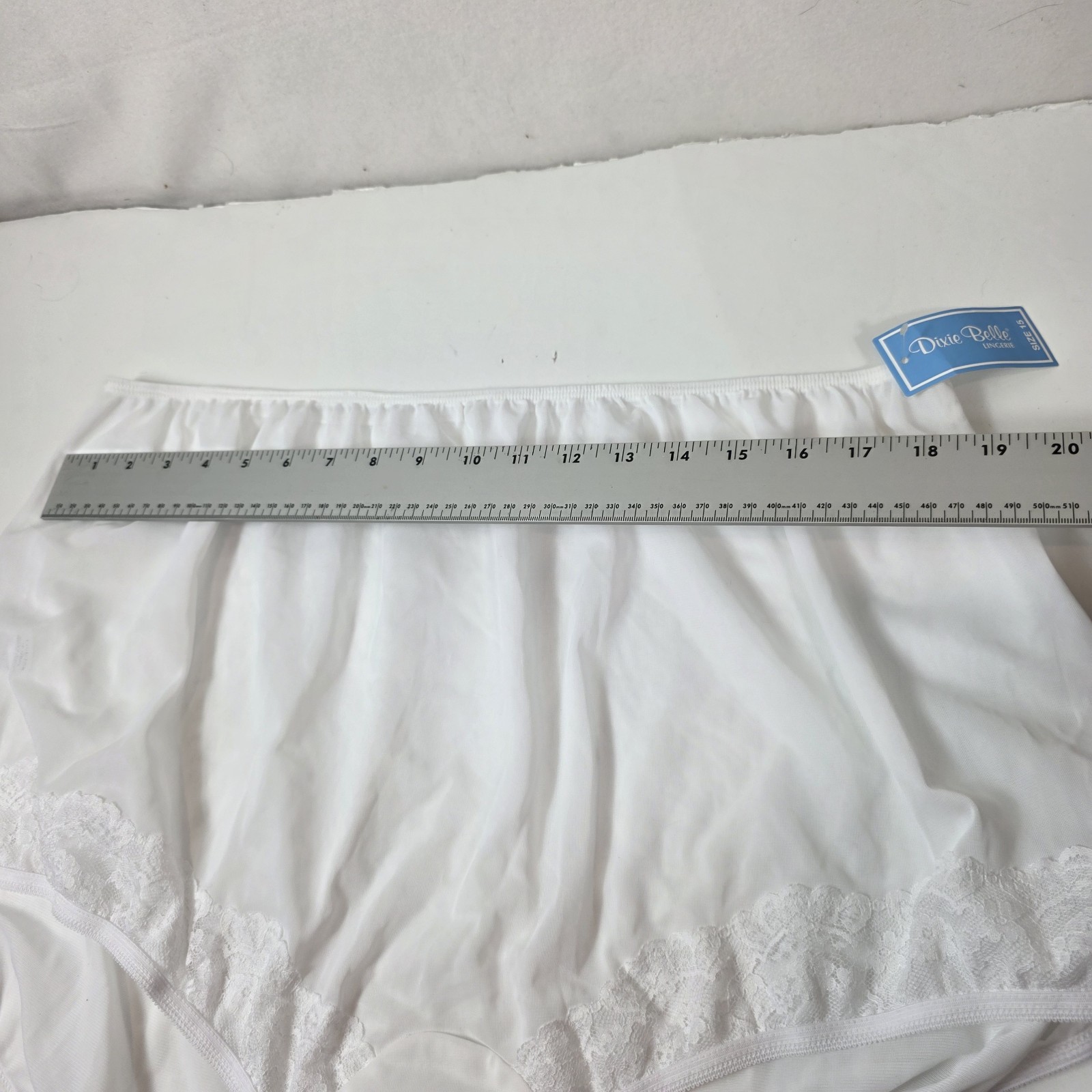 Vtg Dixie Belle Scalloped Nylon Full Brief Panties Plus Size 15