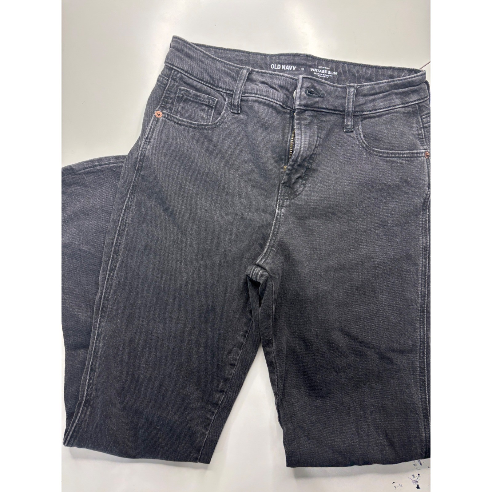Old Navy Womens High-Rise Vintage Slim Jeans Washed Black Size 0 Denim Pants