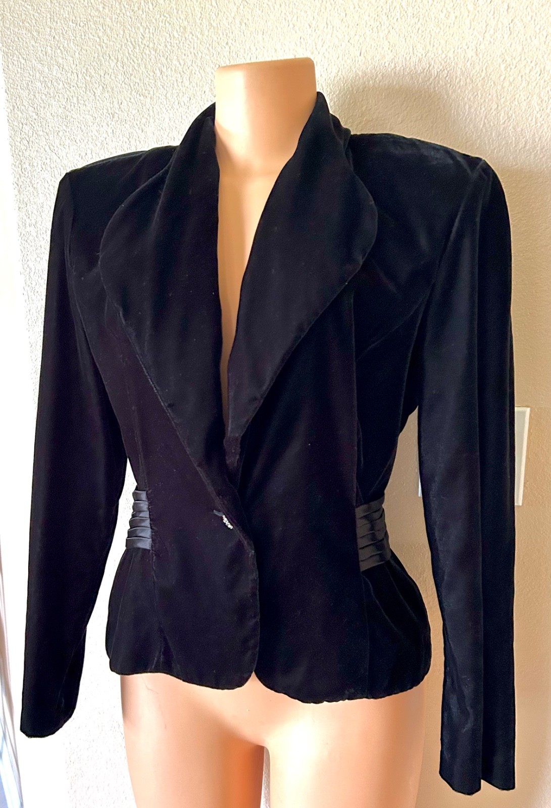 Vintage Another Thyme Black Velvet Steampunk Tuxedo Holiday Jacket Blazer M