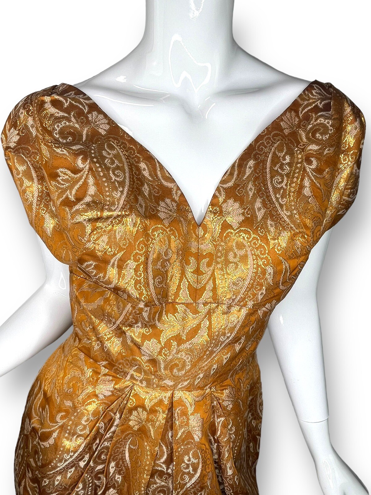 Rare Vintage 1950&rsquo;s Sylvan Rich for Martini Copper Gold Metallic Dress Wiggle