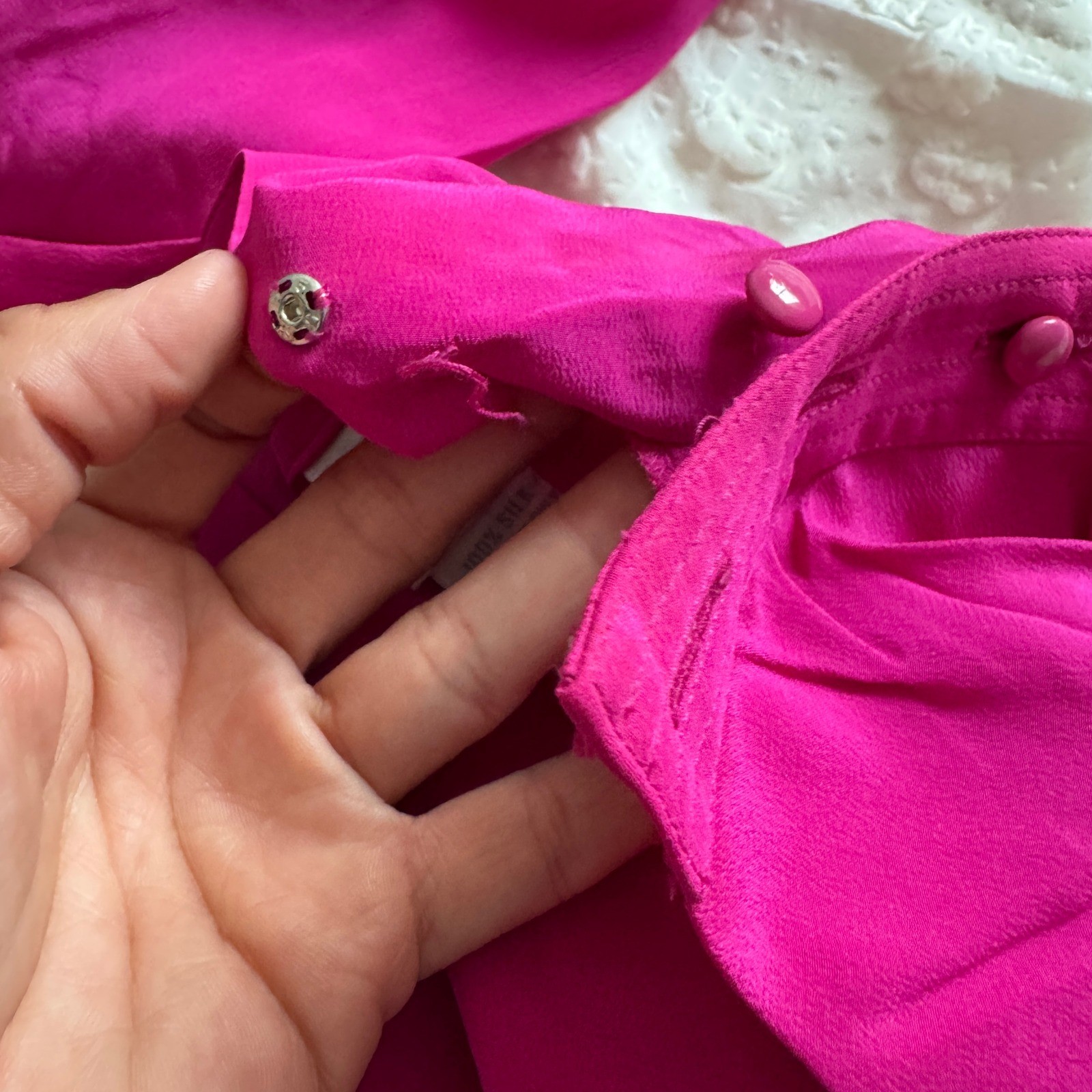 Silk Studio Vintage Fuchsia Pink 100% Silk Long Sleeve Midi Dress Size 8