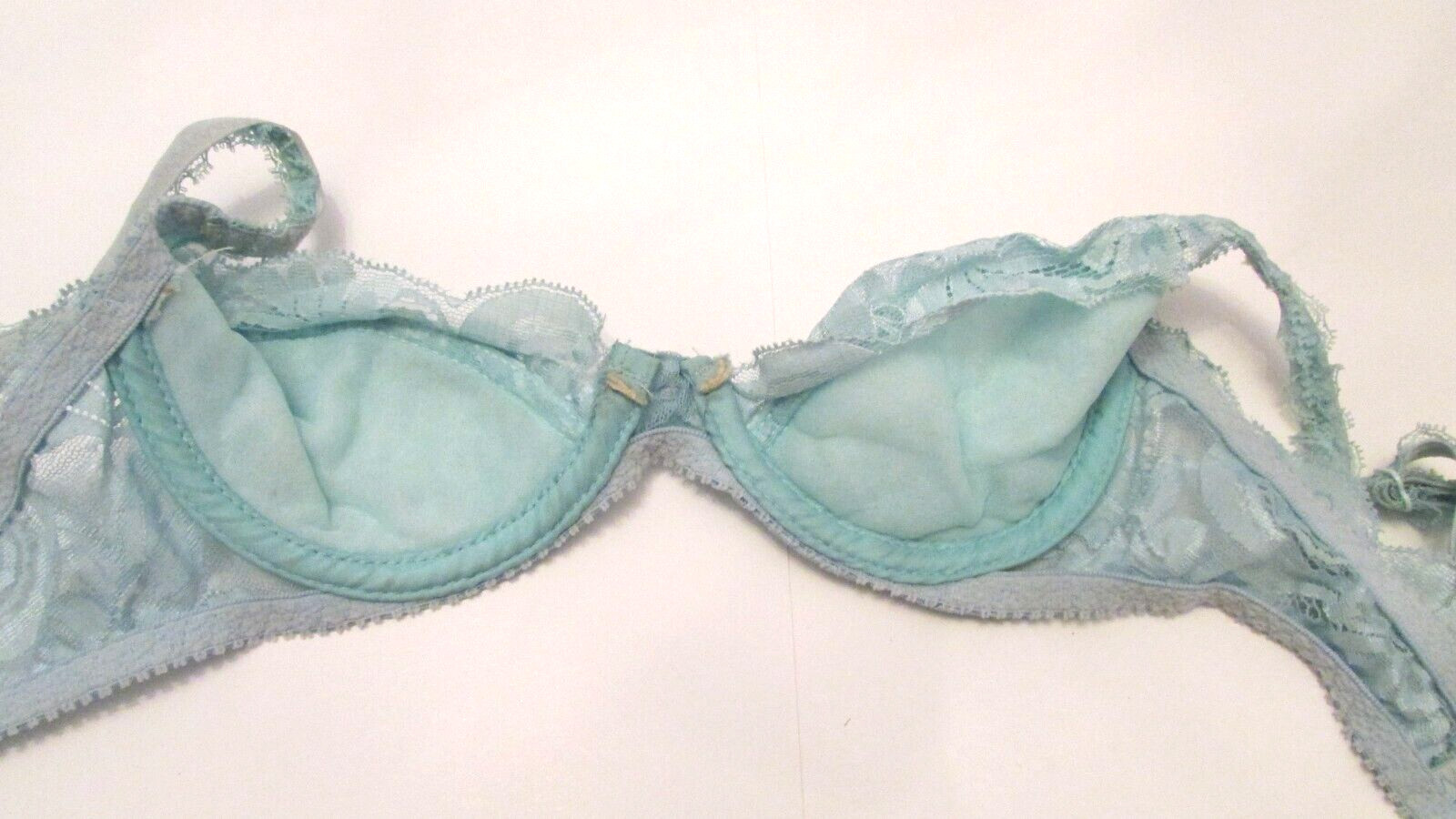 2pc Kellwood Shimmer Nylon Chantilly Lace Demi Bra 32B Bikini Pantie S USA made