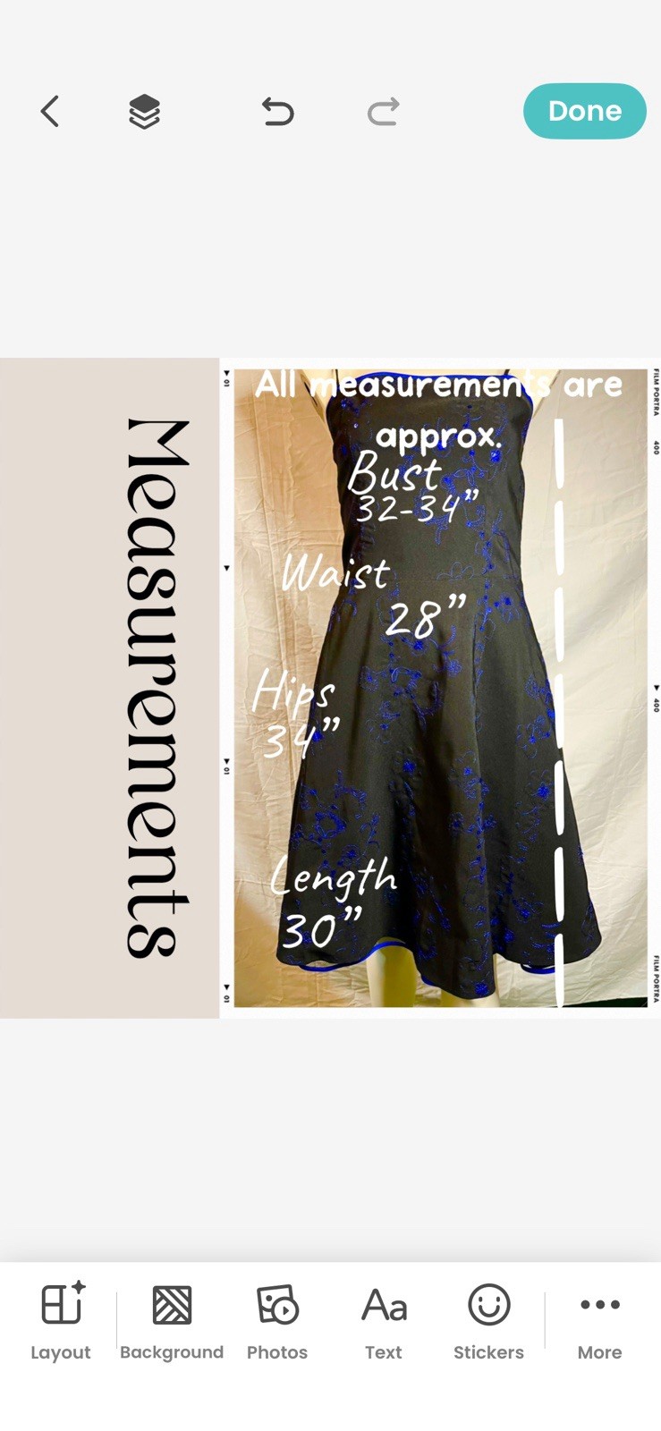 Black Formal Dress Embroidery & Sequin Pattern W/Tulle Slip SIZE M