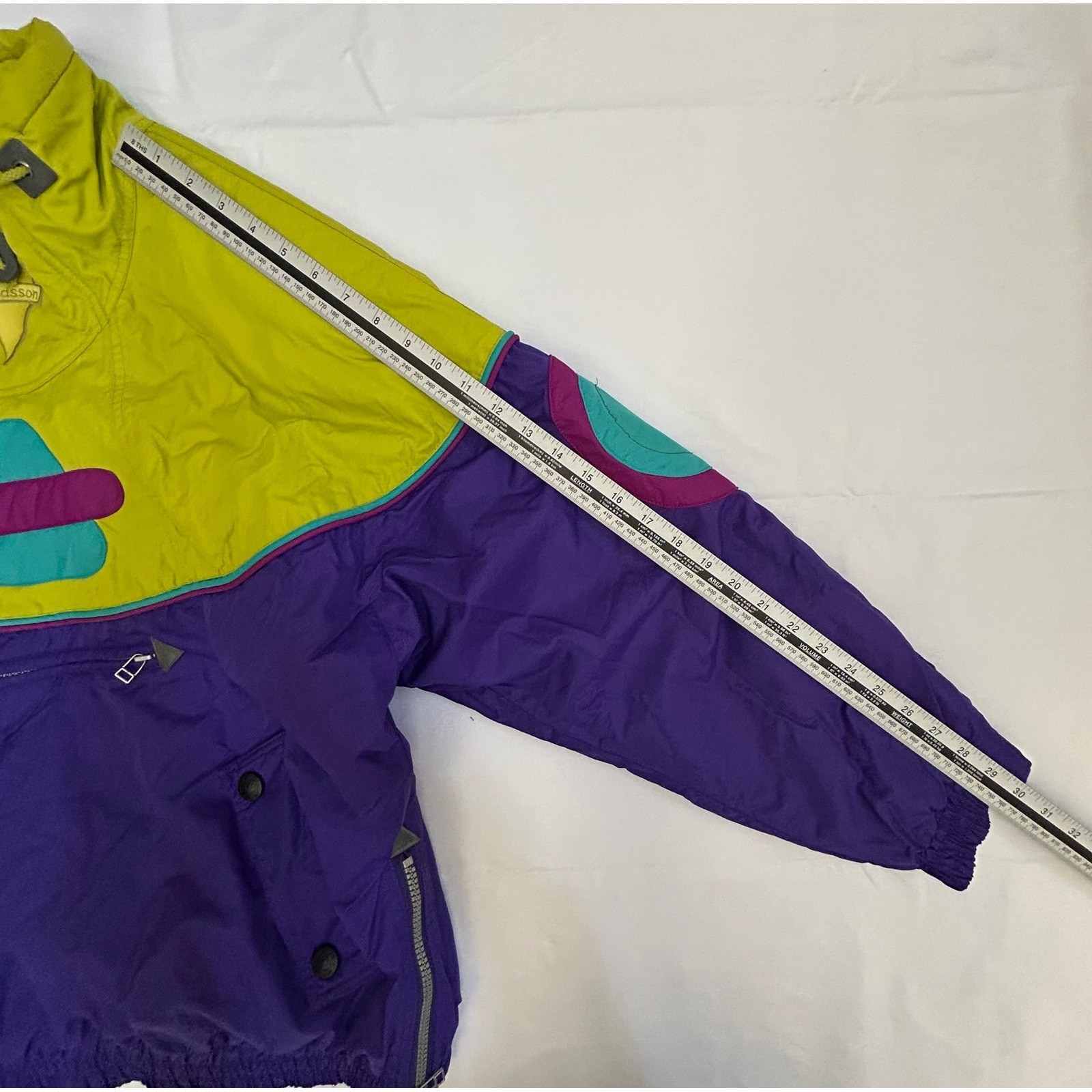 Vintage Davidsson USA Ski Jacket Womens XS Neon Colorblock Pullover 80s 90s