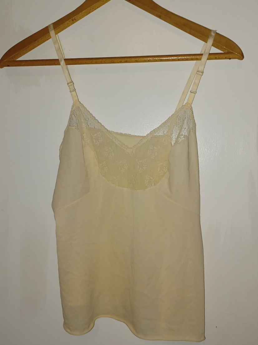 Vintage Vanity Fair Nylon And Lace Camisole Size 36 Champagne