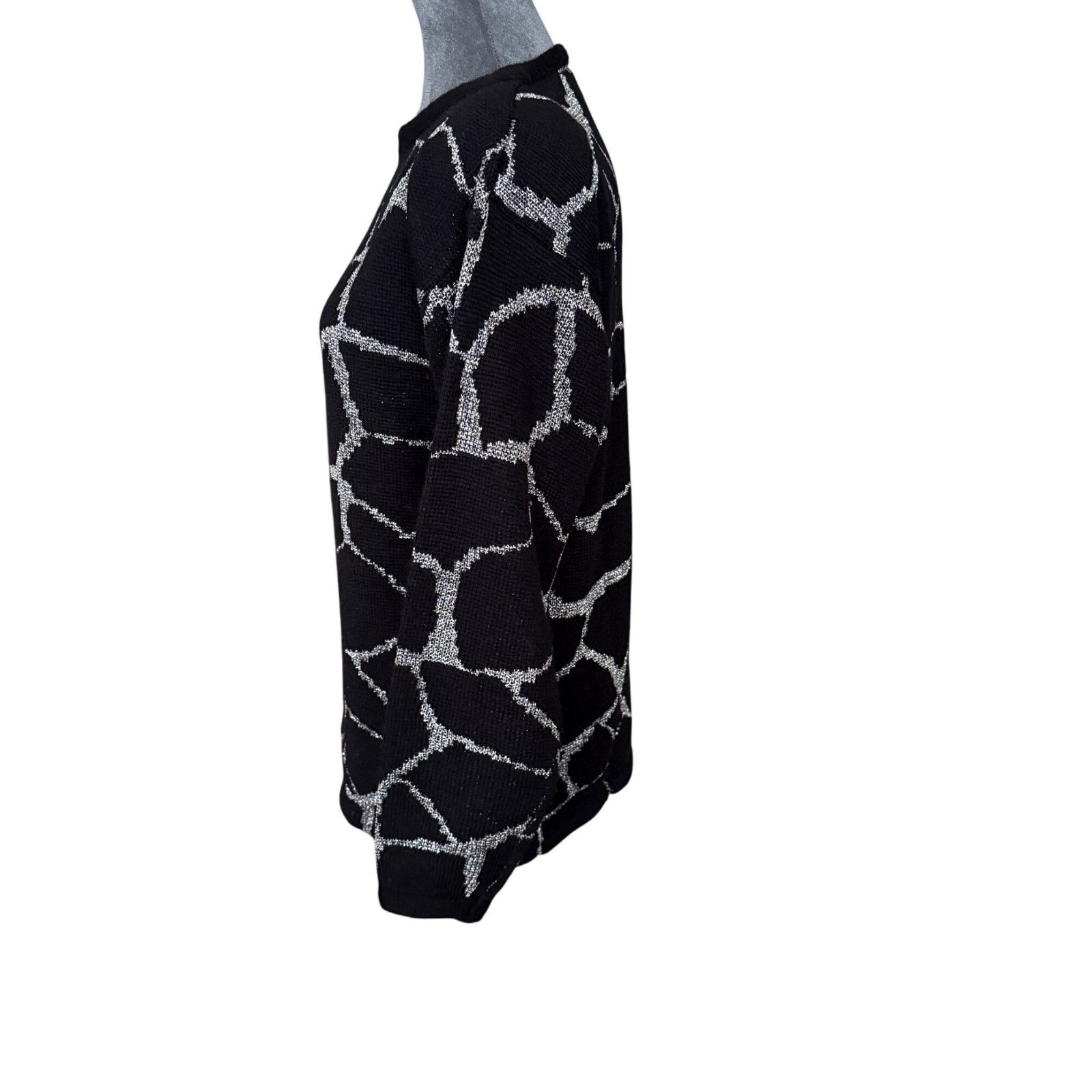 Milano Vintage 80s Black & Silver Abstract Pattern Sweater