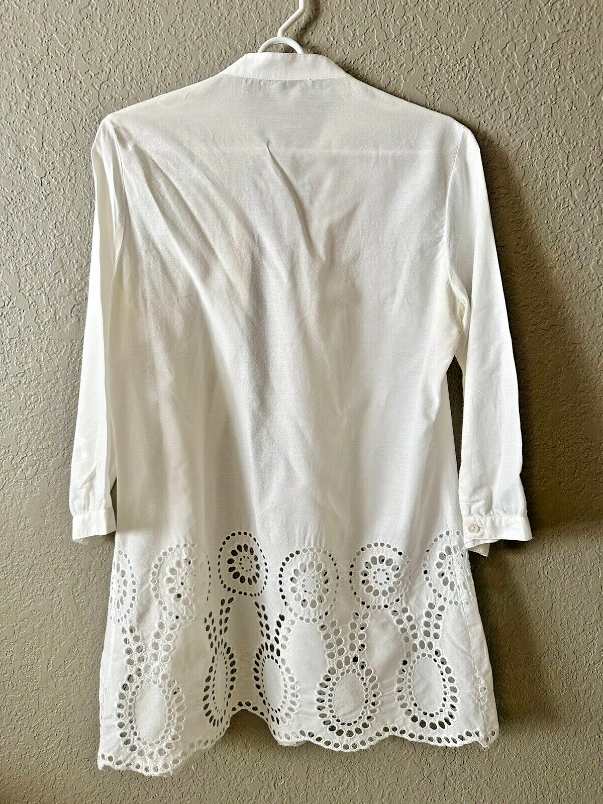 Coldwater Creek White Blouse Embroidered Eyelet, Pintucks Size XS/S 4-6