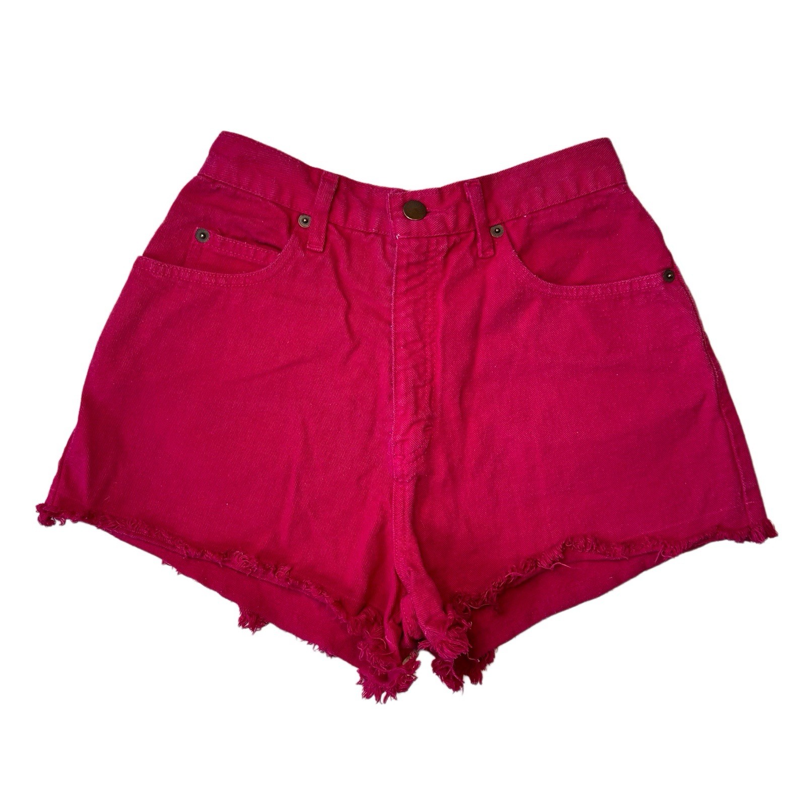 90s Vintage Star Cody Womens Magenta Hot Pink Size 9 High Waist Jean Shorts 23in