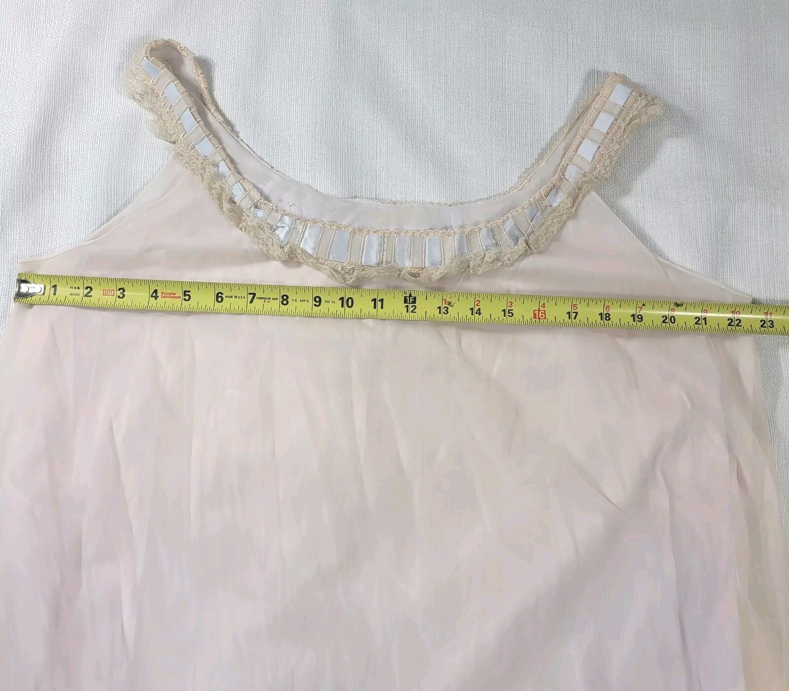 Vtg Matej for ODETTE BARSA Sheer Lace Overlay Nightgown 1960s Blue Pink Layers