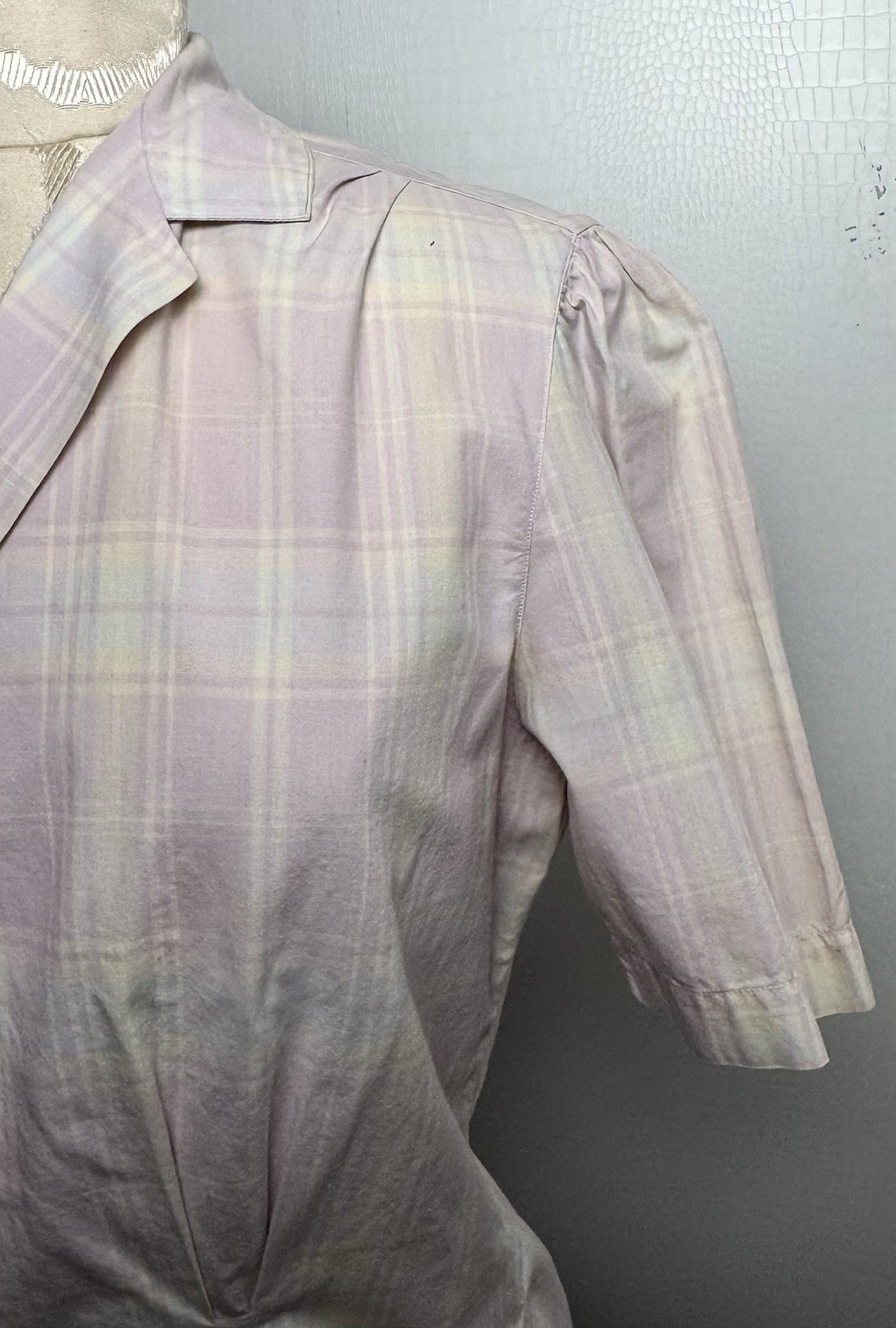 Vtg F.R. Tripler 2 Pc Skirt Top Set 8 Lavender Plaid 40s Tea Dress S/M