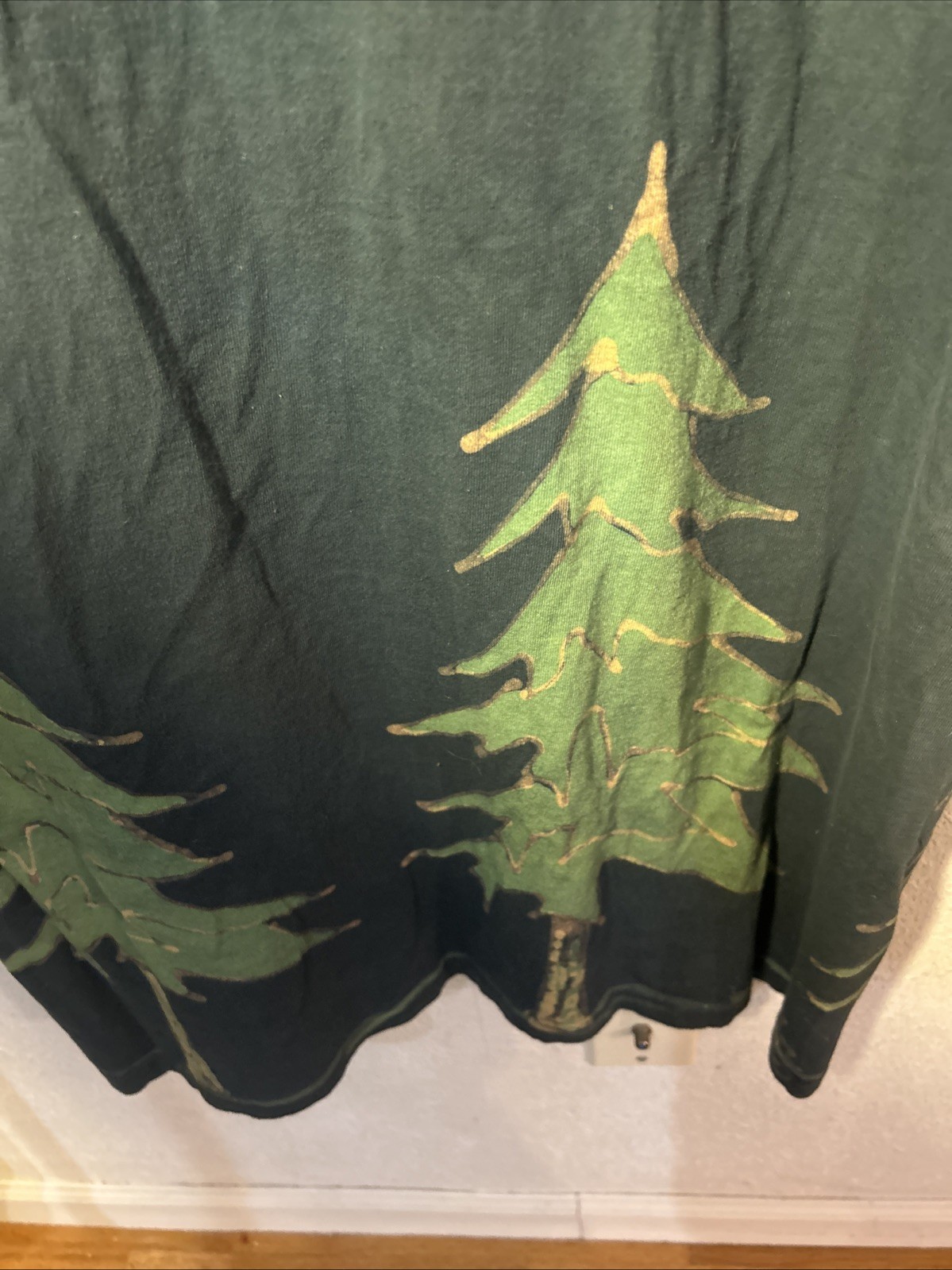 Vintage Batik Green Forest & Moon Tee Tank Dress One Size Fits All