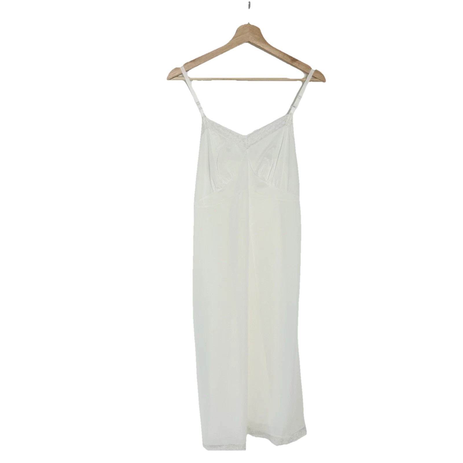 Vintage 60s/70s Mojud Nylon White Slip Dress With Lace Trim