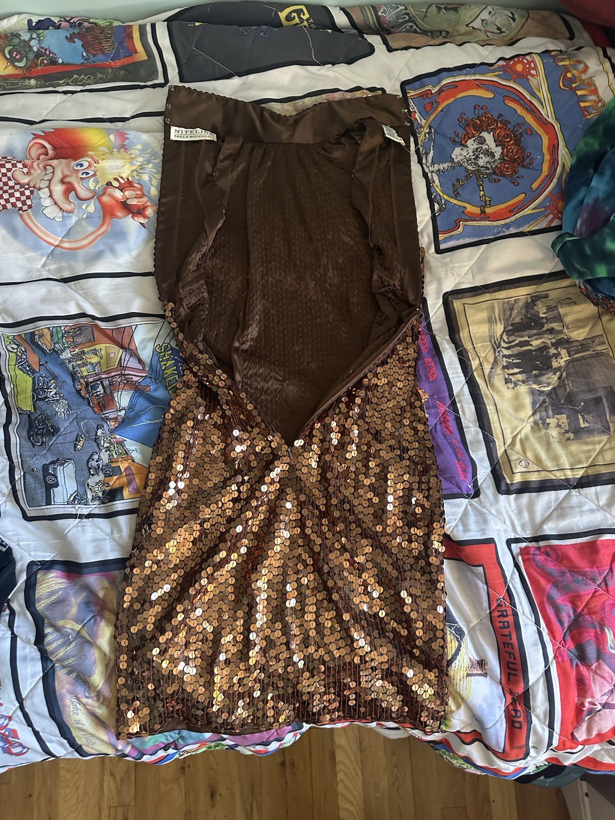 Brown Copper Sequin Y2K 2000/2010’s Flattering Dress