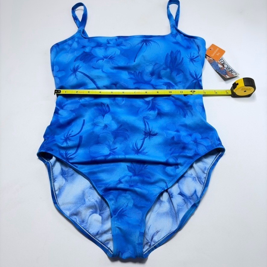 Cherokee Vintage 2002 Target One Piece Swimsuit Womens 14 Blue Floral NWT