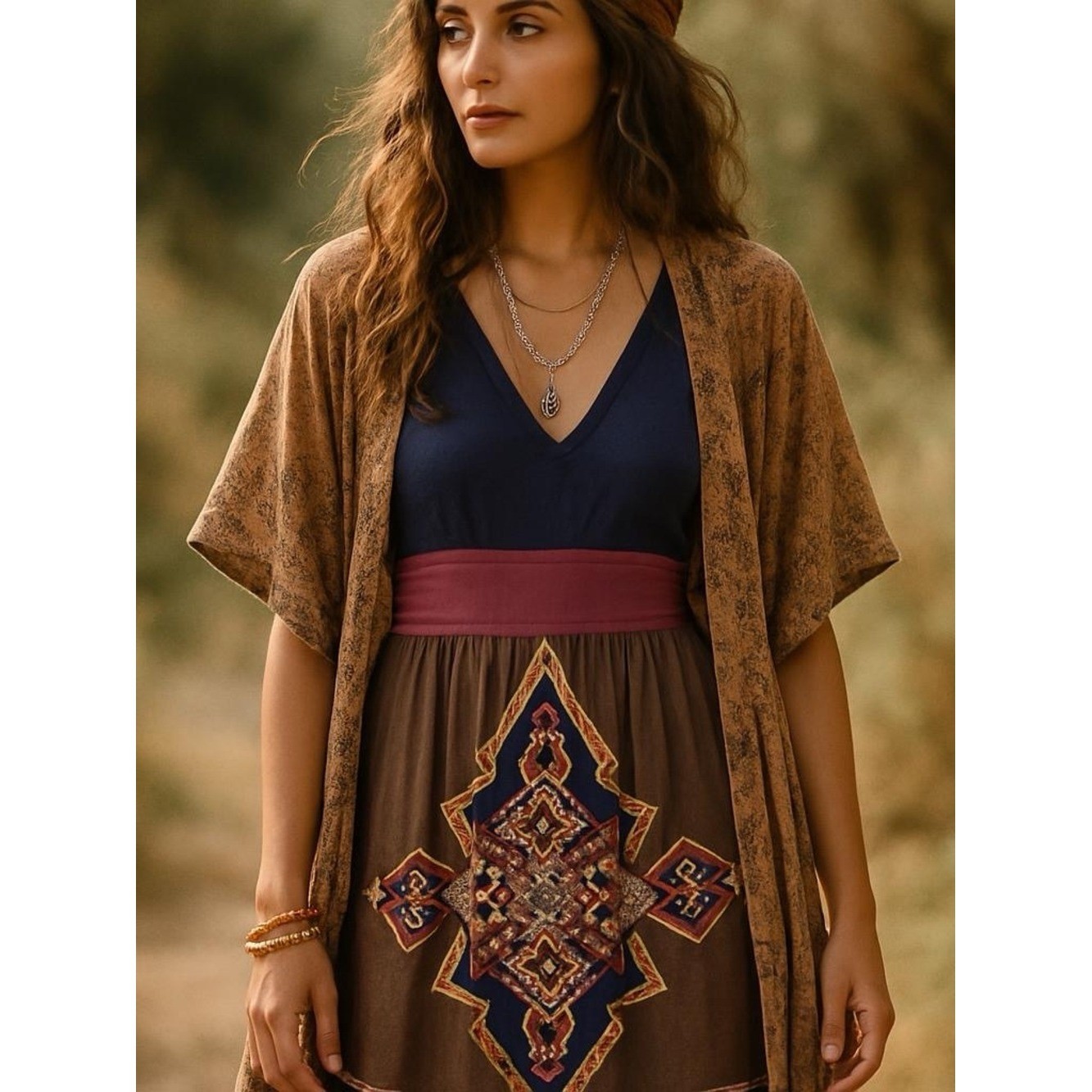 Flying Tomato Anthropologie Eastern Indian Floral Dress Size L