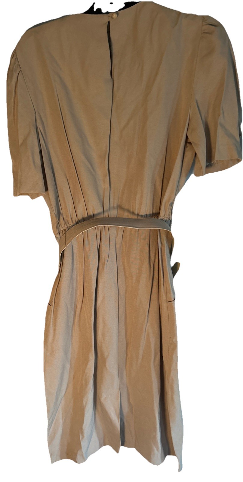 Vintage Classic Apparel Made In USA Womens Size 12p Tan Dress Matching Belt