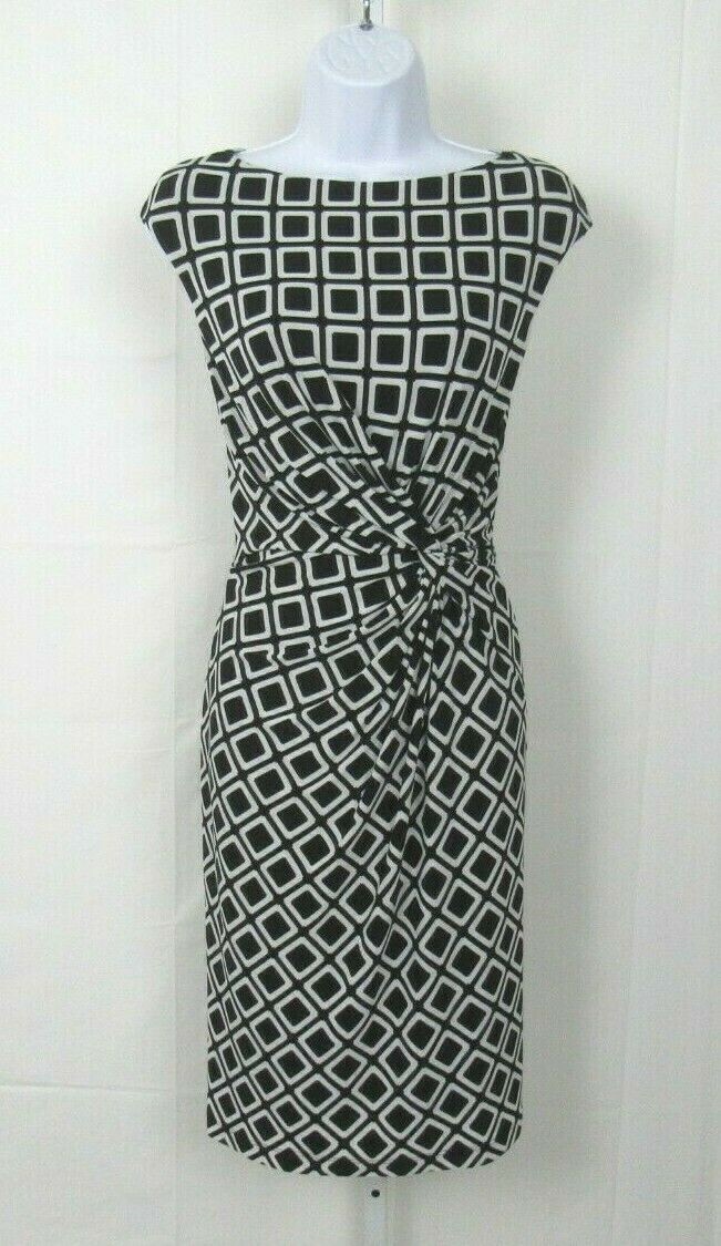 VTG 1990s 2000s RALPH LAUREN SIZE 6 MOD GEOMETRIC GATHERED STRETCH DRESS