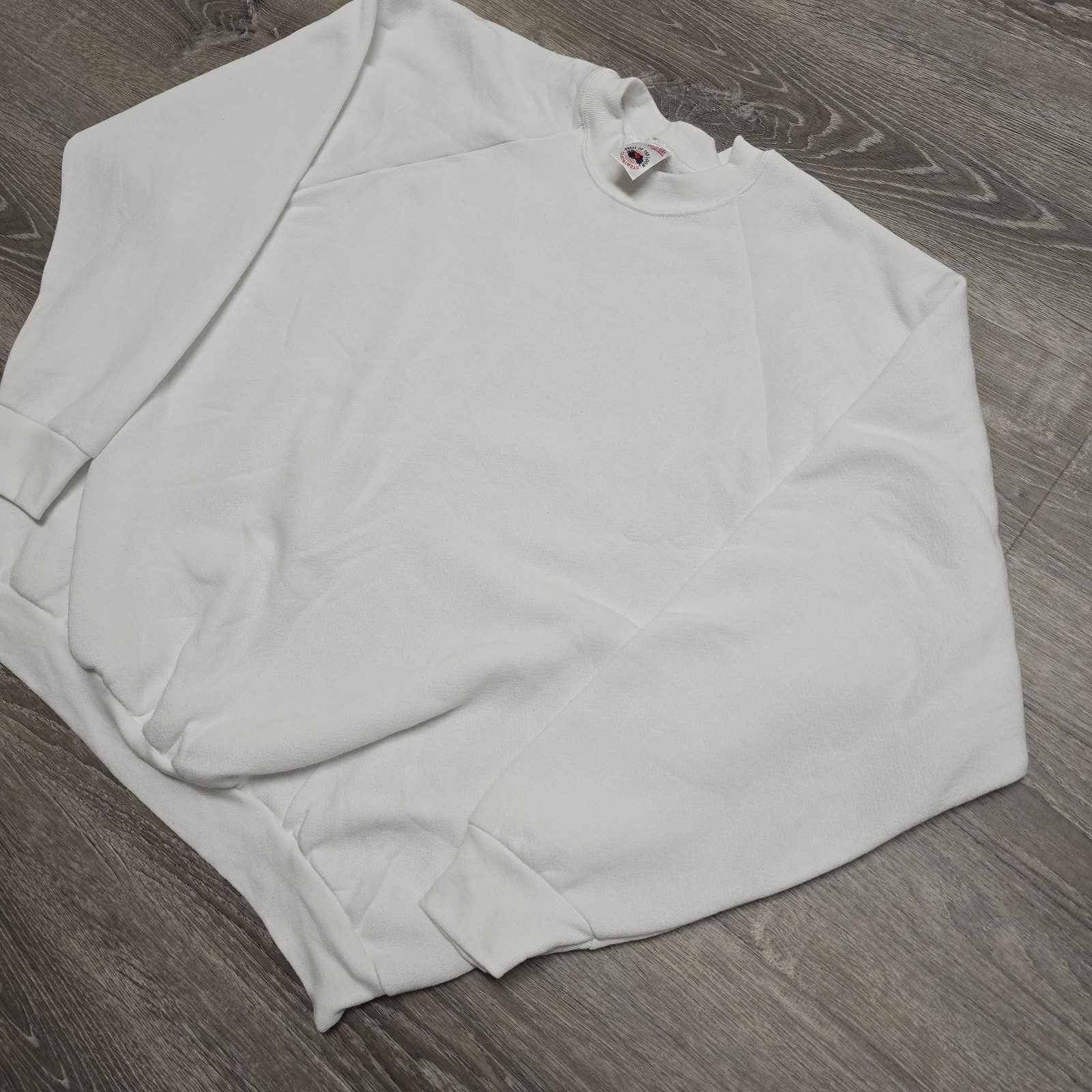 Vintage Ladies Fruit Of The Loom Blank White Sweatshirt USA Made XL Raglan 90s