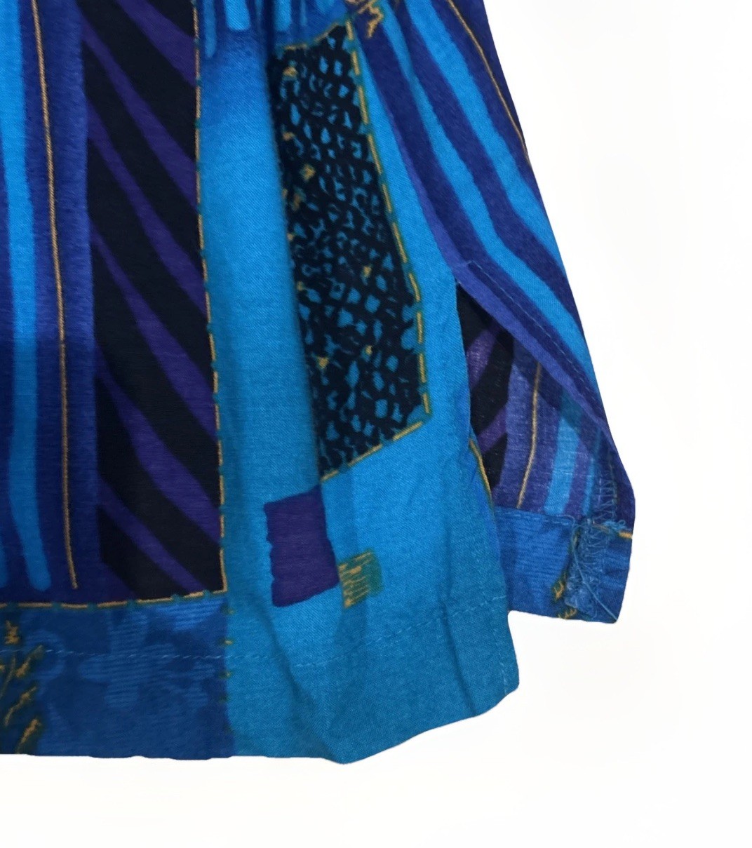 Vintage Blair Boutique Button Down Blouse 1980’s Blue Geometric Shoulder Pads A1