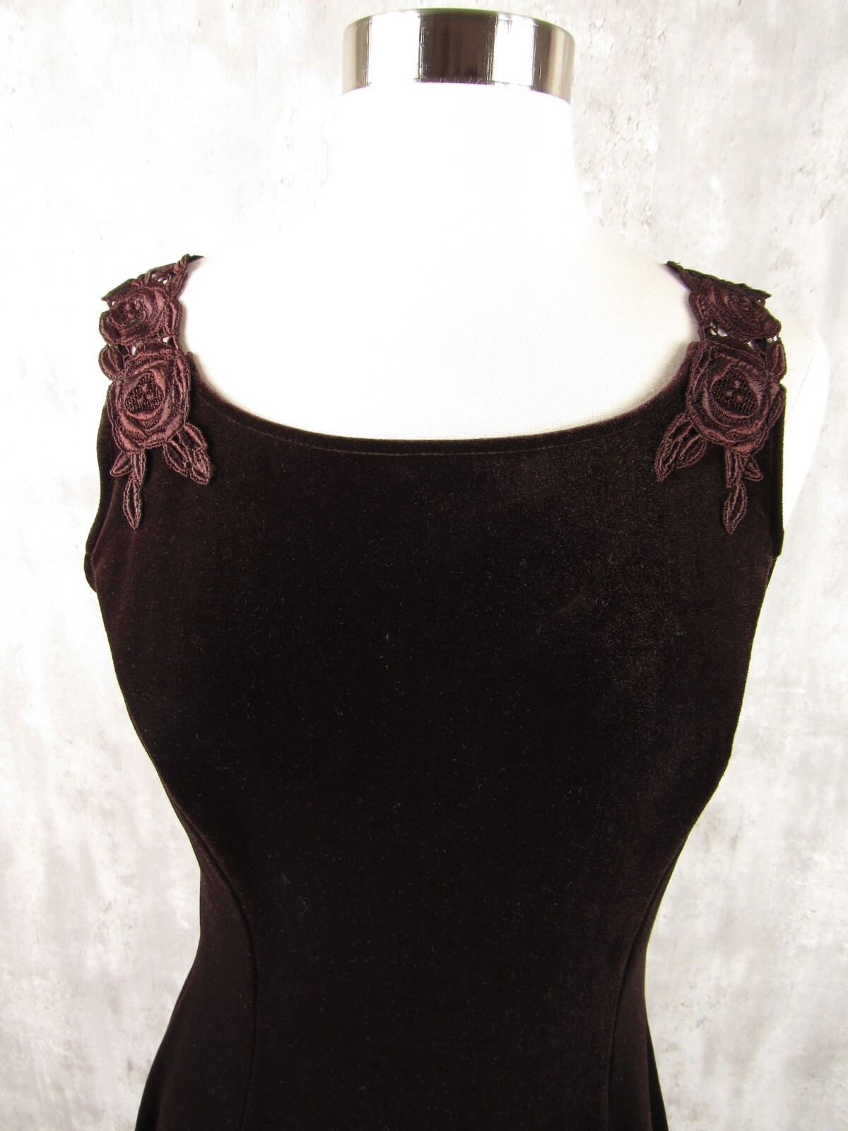 Vintage 90s Y2K party Prom Short Velvet Skater Dress Lace Scott McClintock S/M