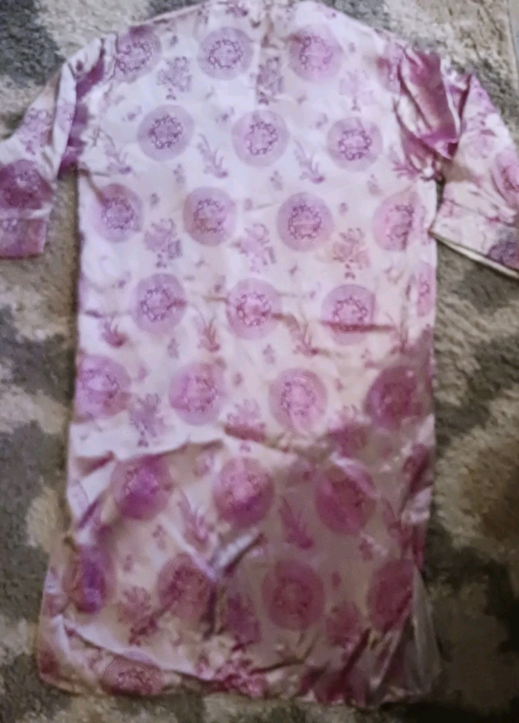 Vintage 70&rsquo;s Vietnam War Souvenir Kimono from Estate Satin Pink Purple Fabric