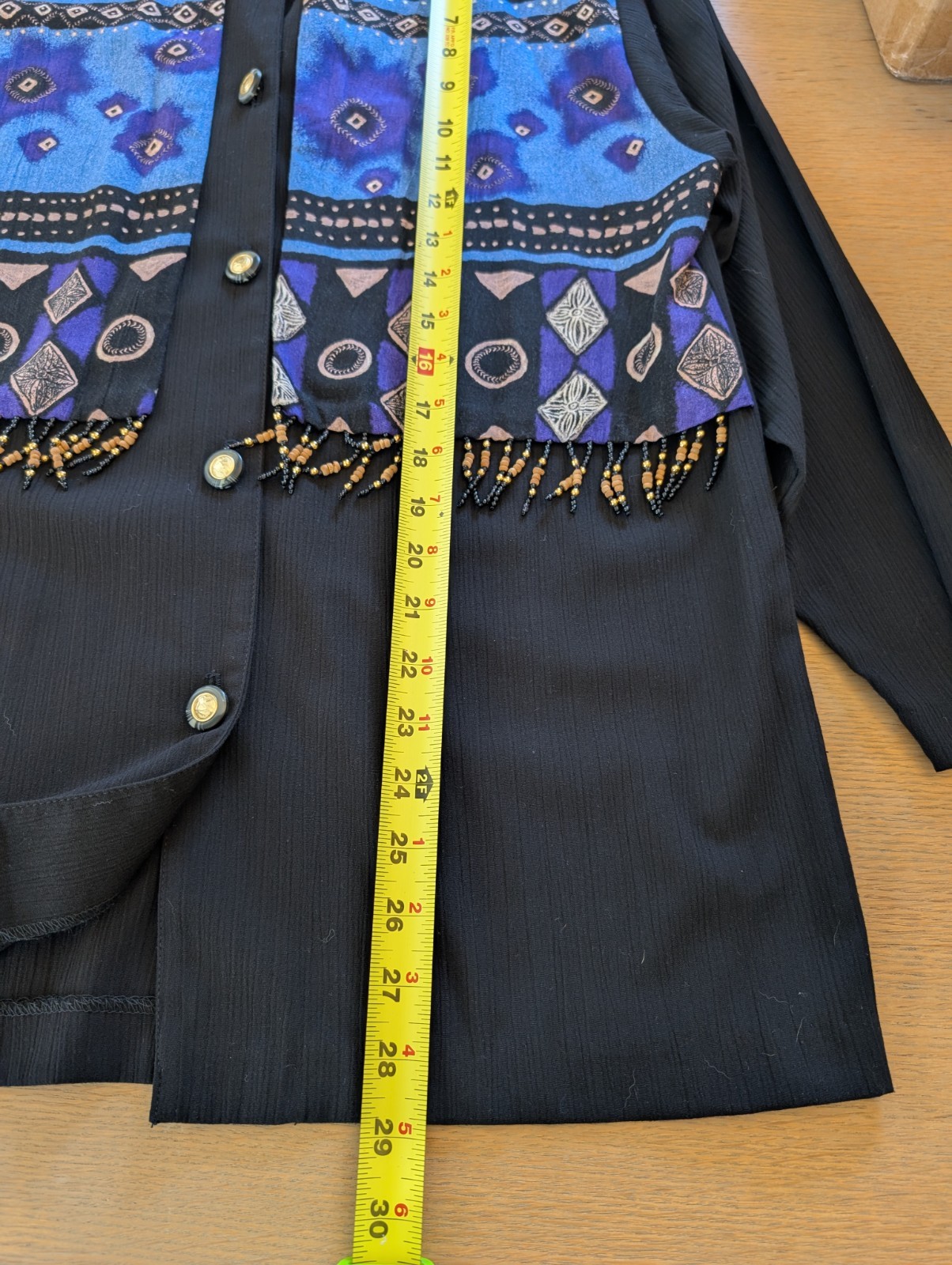 Peter Popovitch Womens Top Size S Beaded Blouse Artsy Black Western Art To Wear