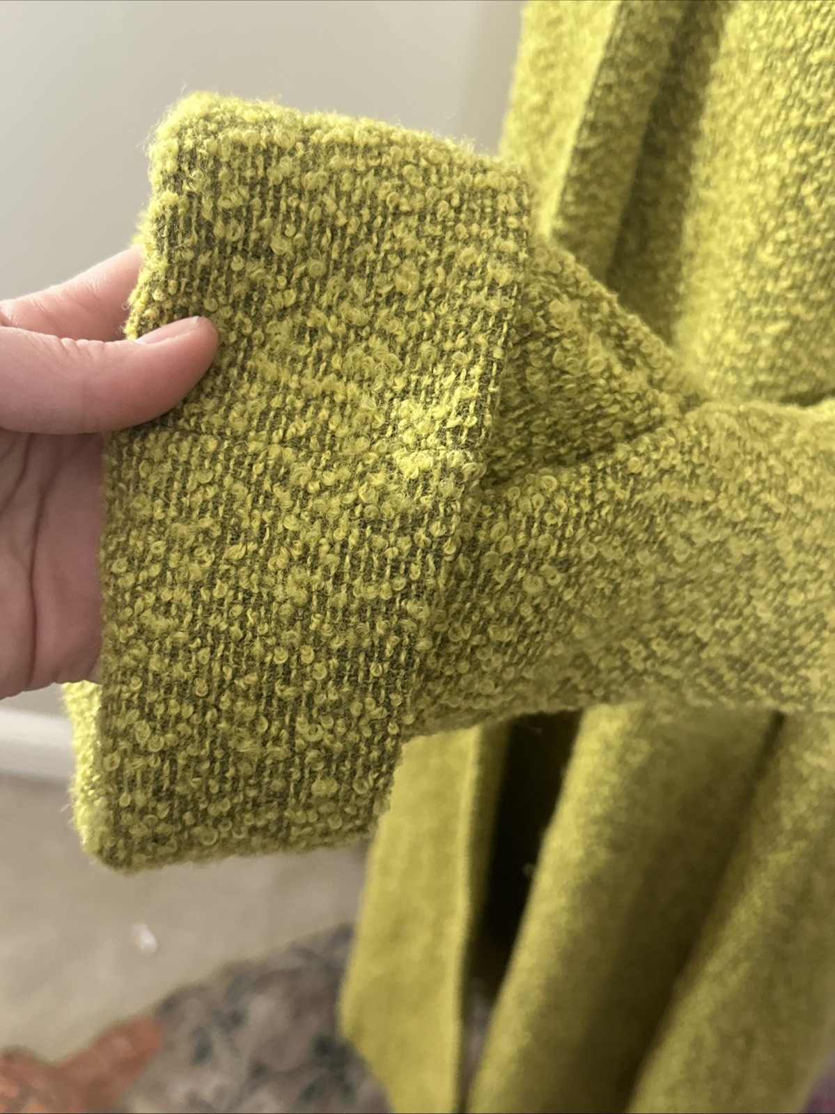 Vtg Jordan Marsh Boston Long Chartreuse Coat