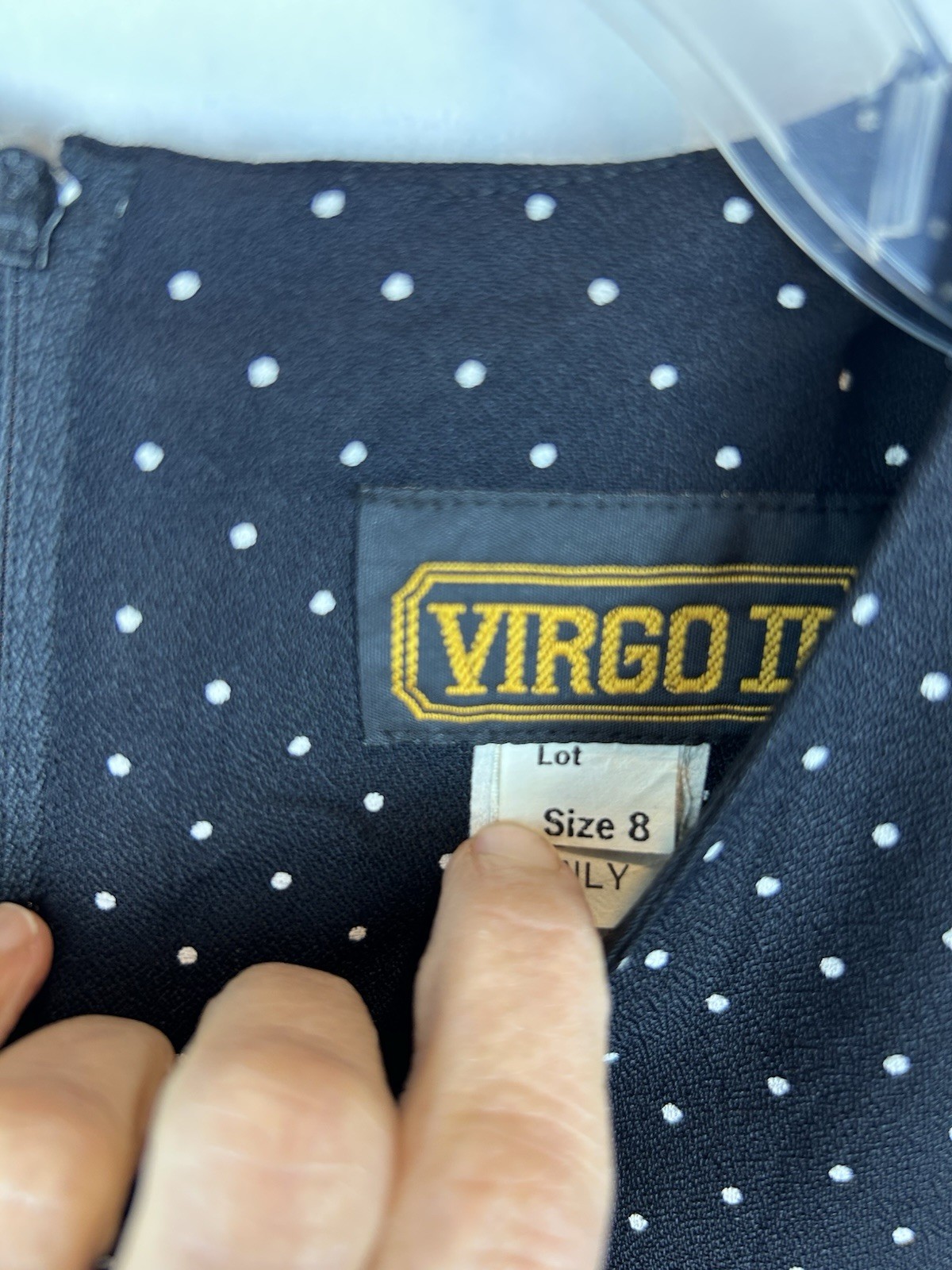 Vintage Virgo II Midi Dress Womens 8 Black Polka Dot Union Label 80s Office Read
