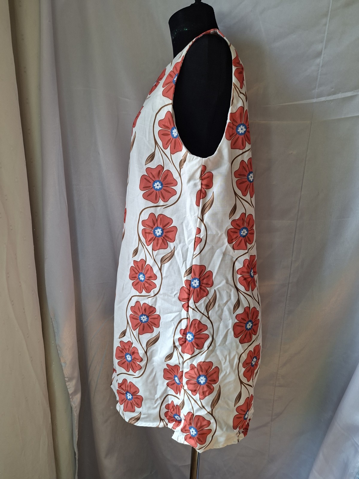 Vintage 60s 70s Mod Flower Power Mini Dress Retro Floral A-Line Shift Dress US 8